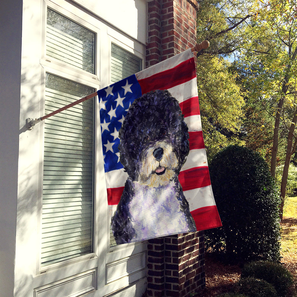 USA American Flag with Portuguese Water Dog Flag Canvas House Size