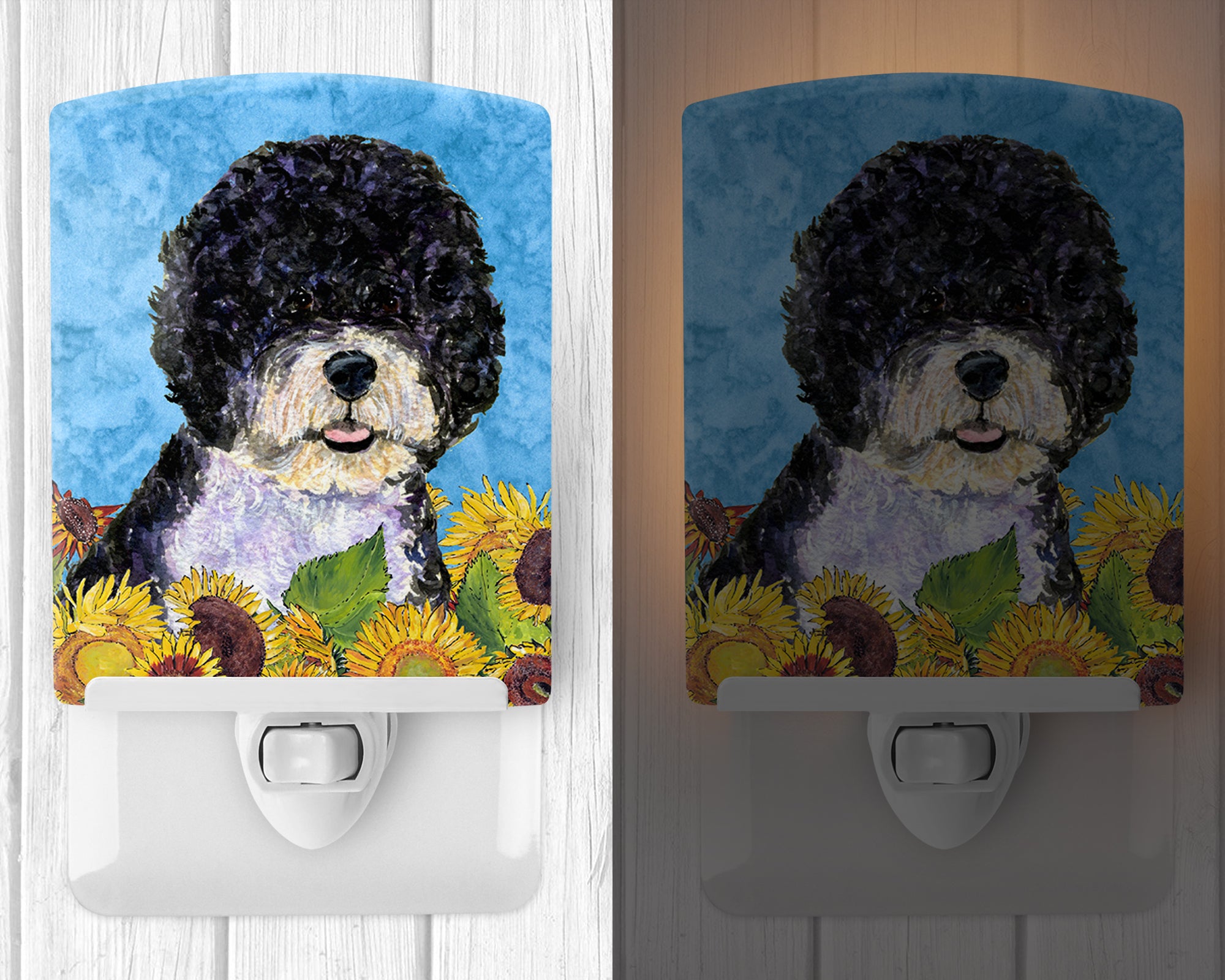 Portuguese Water Dog in Summer Flowers Ceramic Night Light SS4124CNL - the-store.com