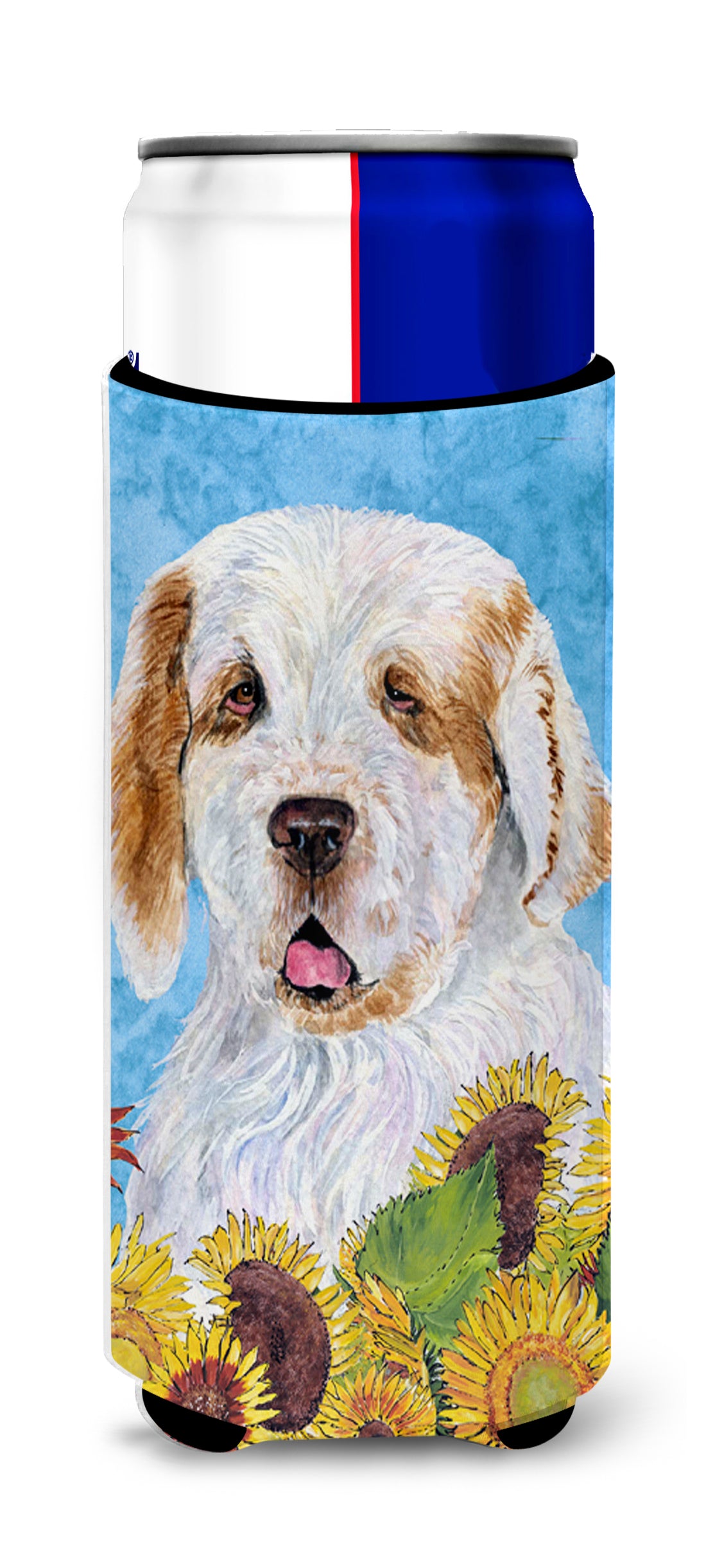 Clumber Spaniel in Summer Flowers Ultra Beverage Insulators for slim cans SS4133MUK.