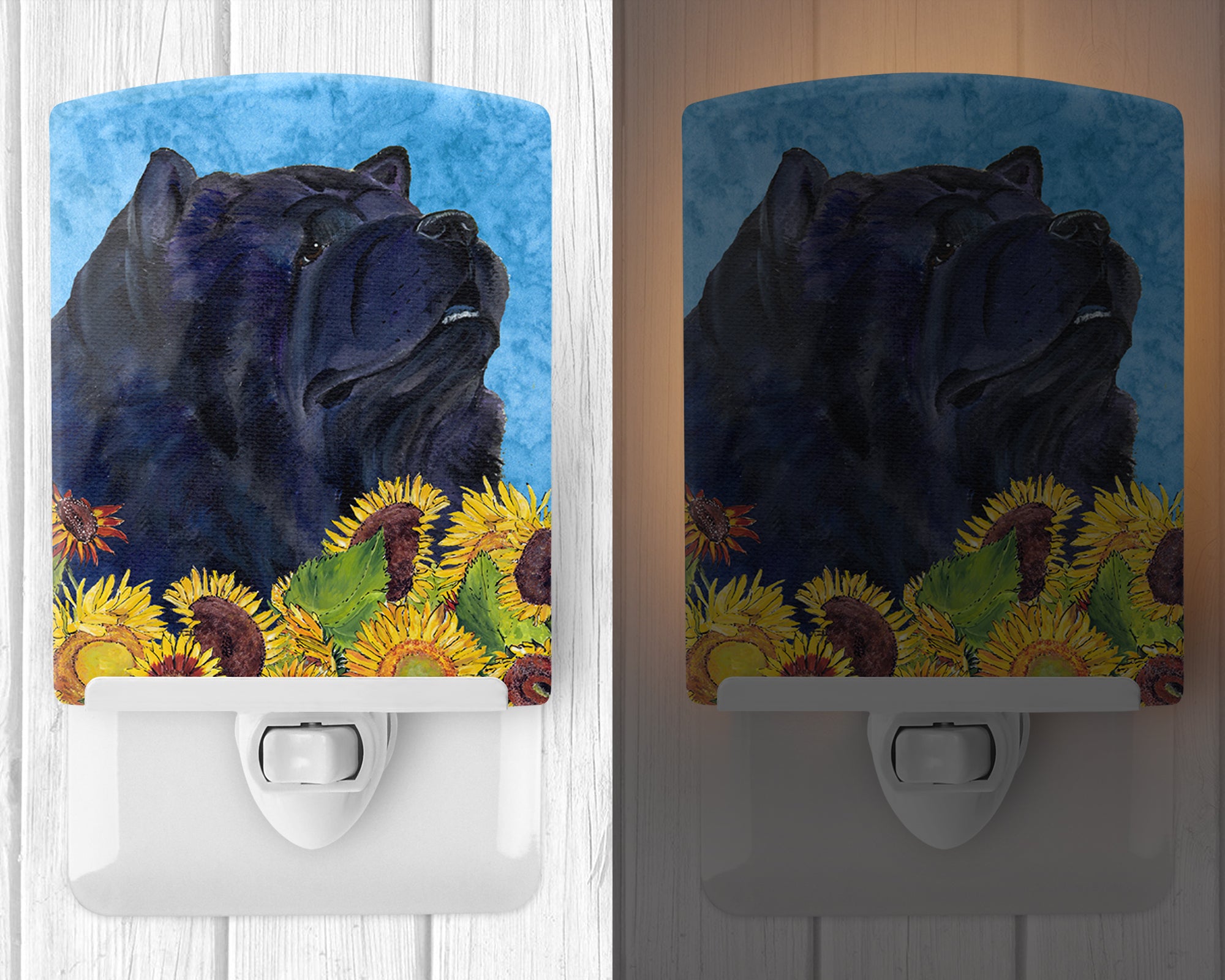 Chow Chow in Summer Flowers Ceramic Night Light SS4134CNL - the-store.com