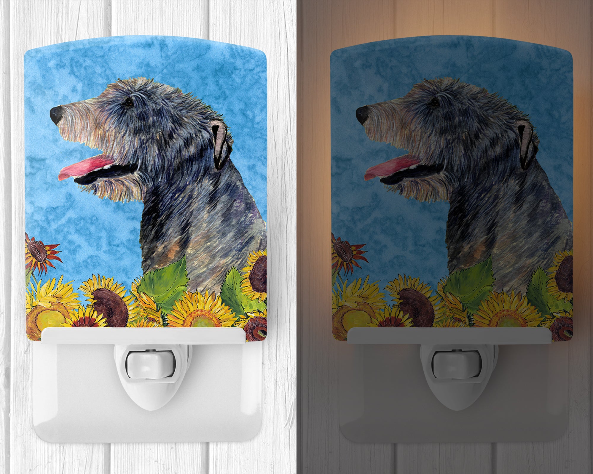 Irish Wolfhound in Summer Flowers Ceramic Night Light SS4139CNL - the-store.com