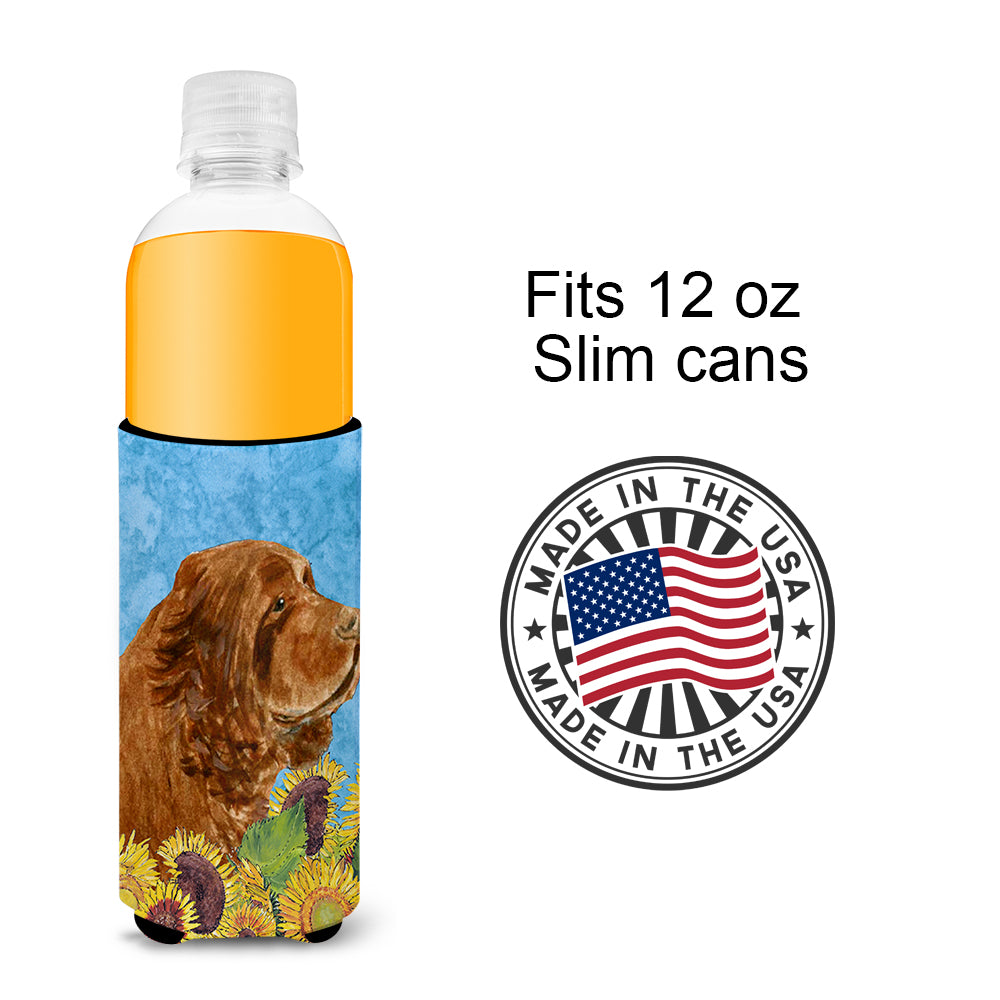 Sussex Spaniel in Summer Flowers Ultra Beverage Insulators for slim cans SS4143MUK.