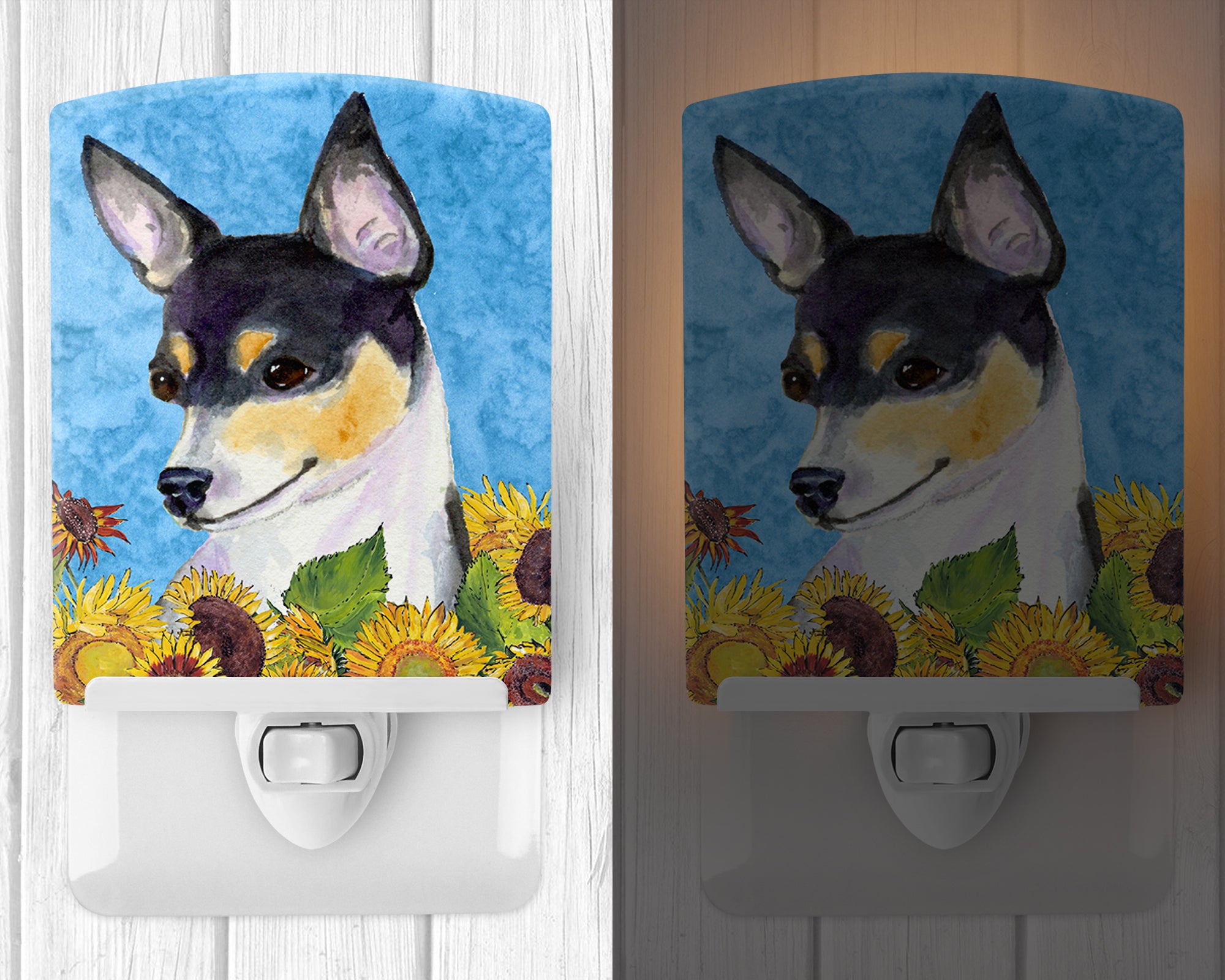 Fox Terrier in Summer Flowers Ceramic Night Light SS4151CNL - the-store.com