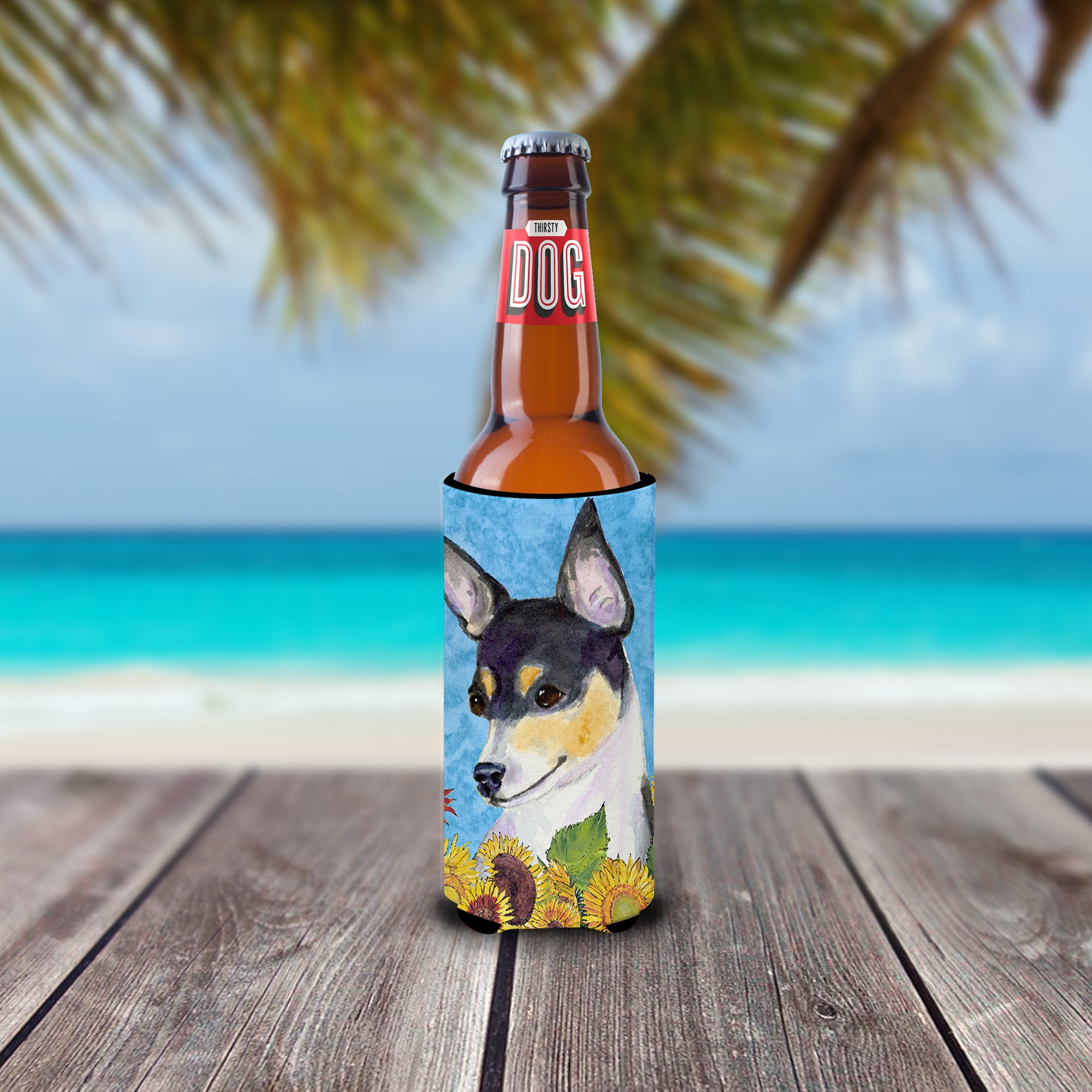 Fox Terrier in Summer Flowers Ultra Beverage Insulators for slim cans SS4151MUK.