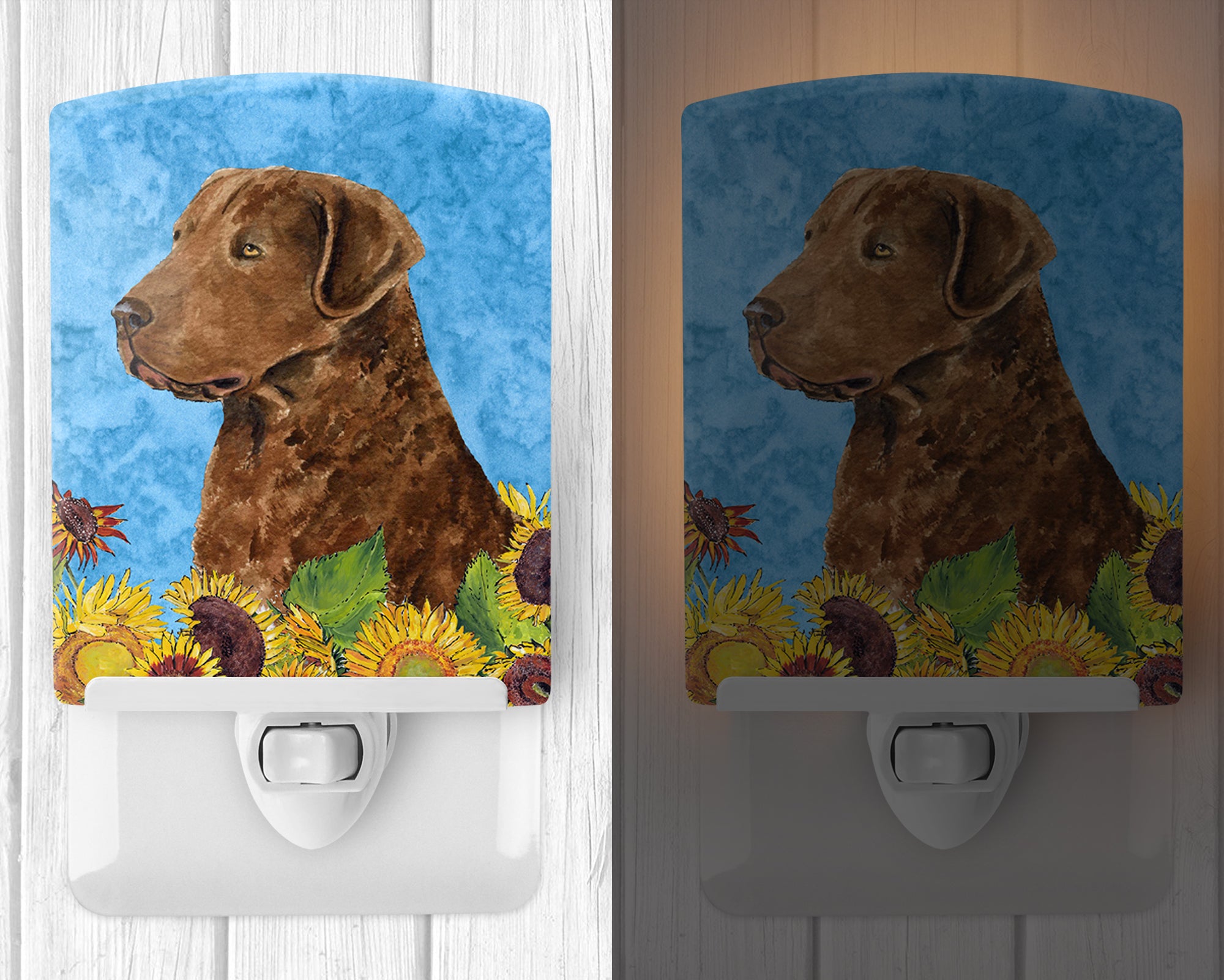 Curly Coated Retriever in Summer Flowers Ceramic Night Light SS4165CNL - the-store.com
