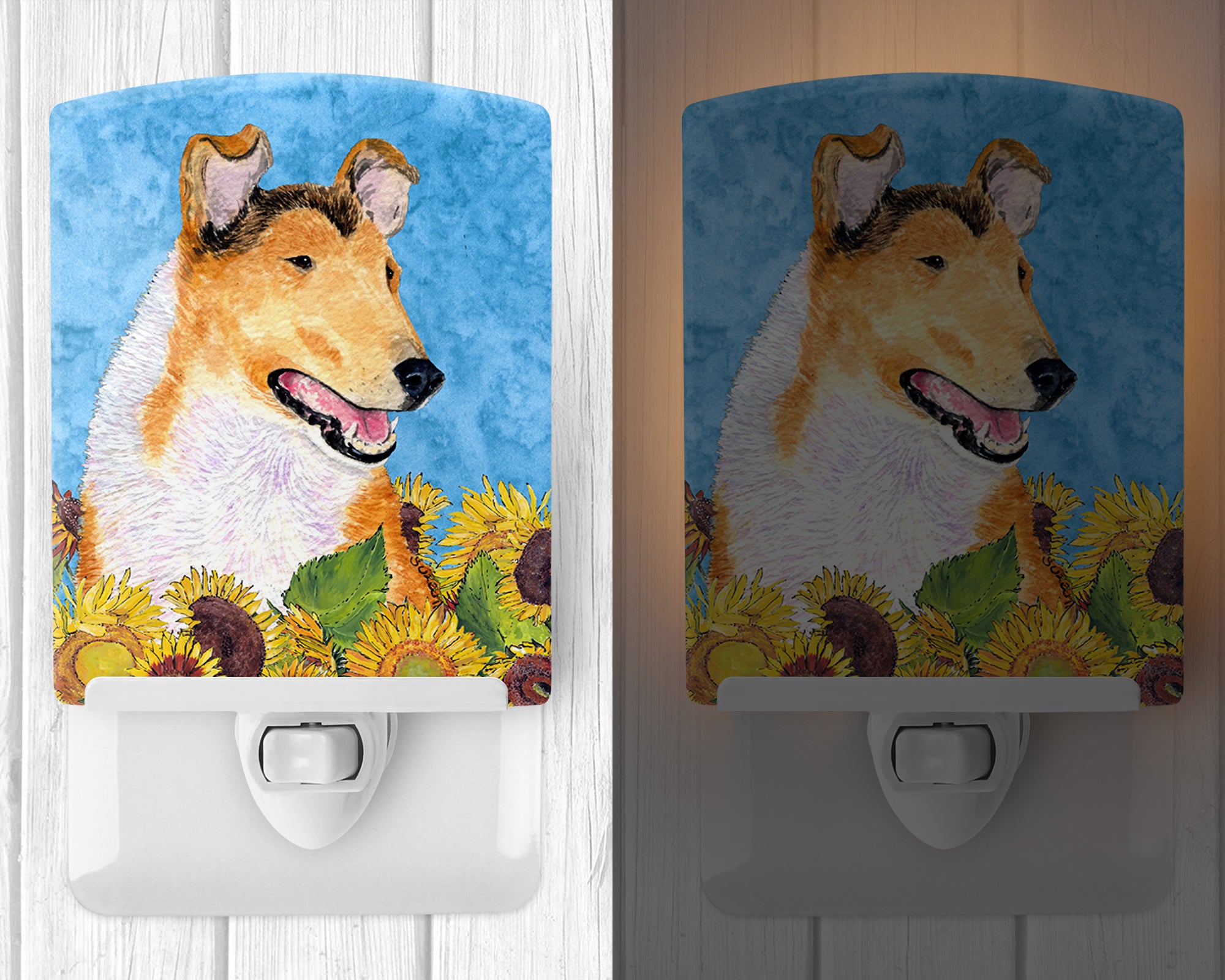Collie Smooth in Summer Flowers Ceramic Night Light SS4239CNL - the-store.com