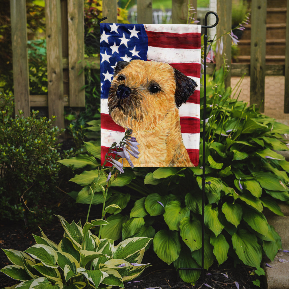 USA American Flag with Border Terrier Flag Garden Size.