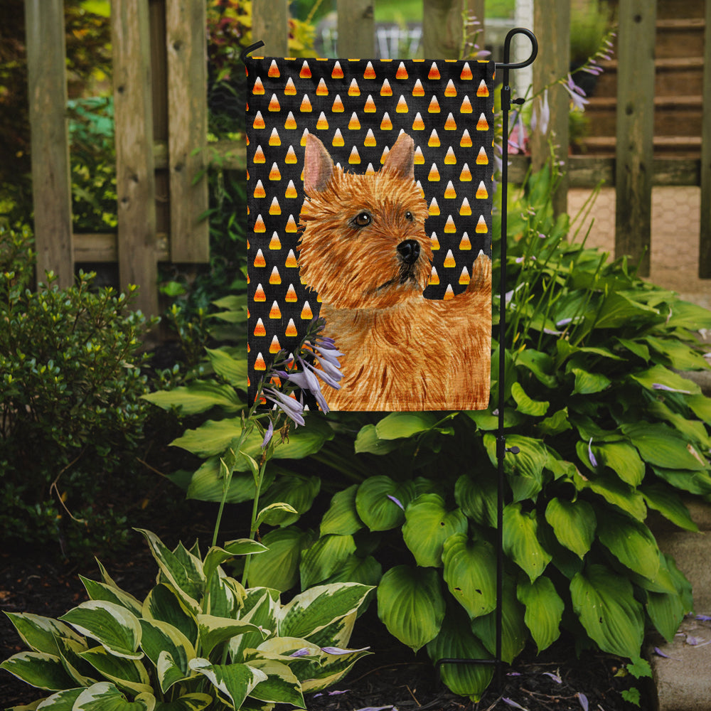 Norwich Terrier Candy Corn Halloween Portrait Flag Garden Size.