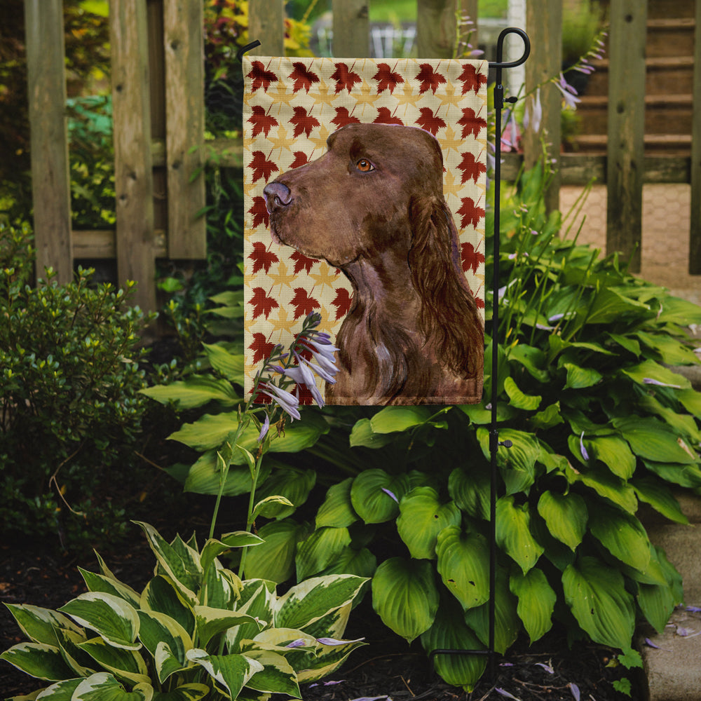 Field Spaniel Fall Leaves Portrait Flag Garden Size.
