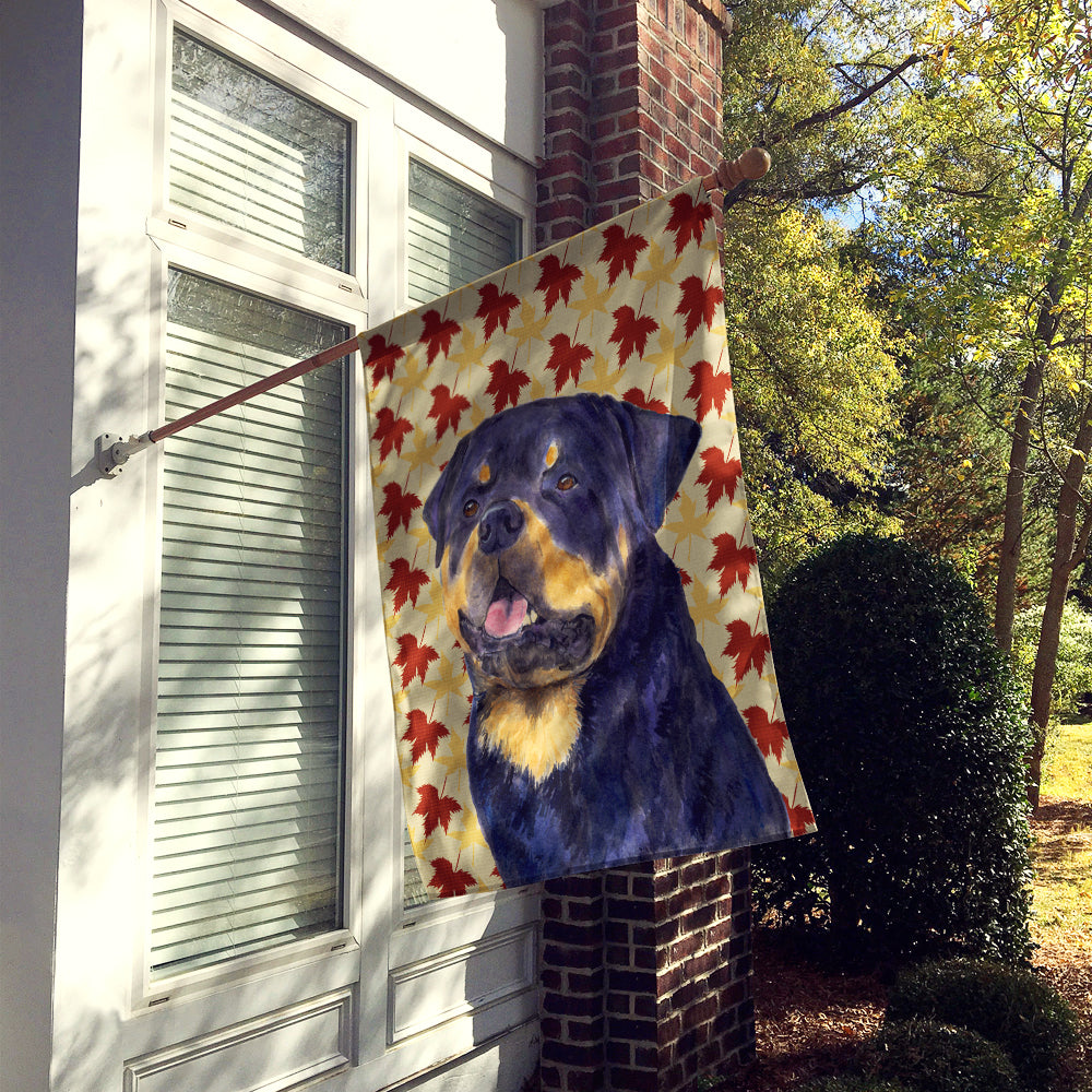 Rottweiler Fall Leaves Portrait Flag Canvas House Size
