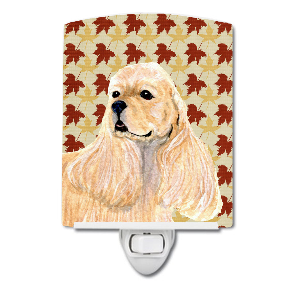 Cocker Spaniel Fall Leaves Portrait Ceramic Night Light SS4334CNL - the-store.com