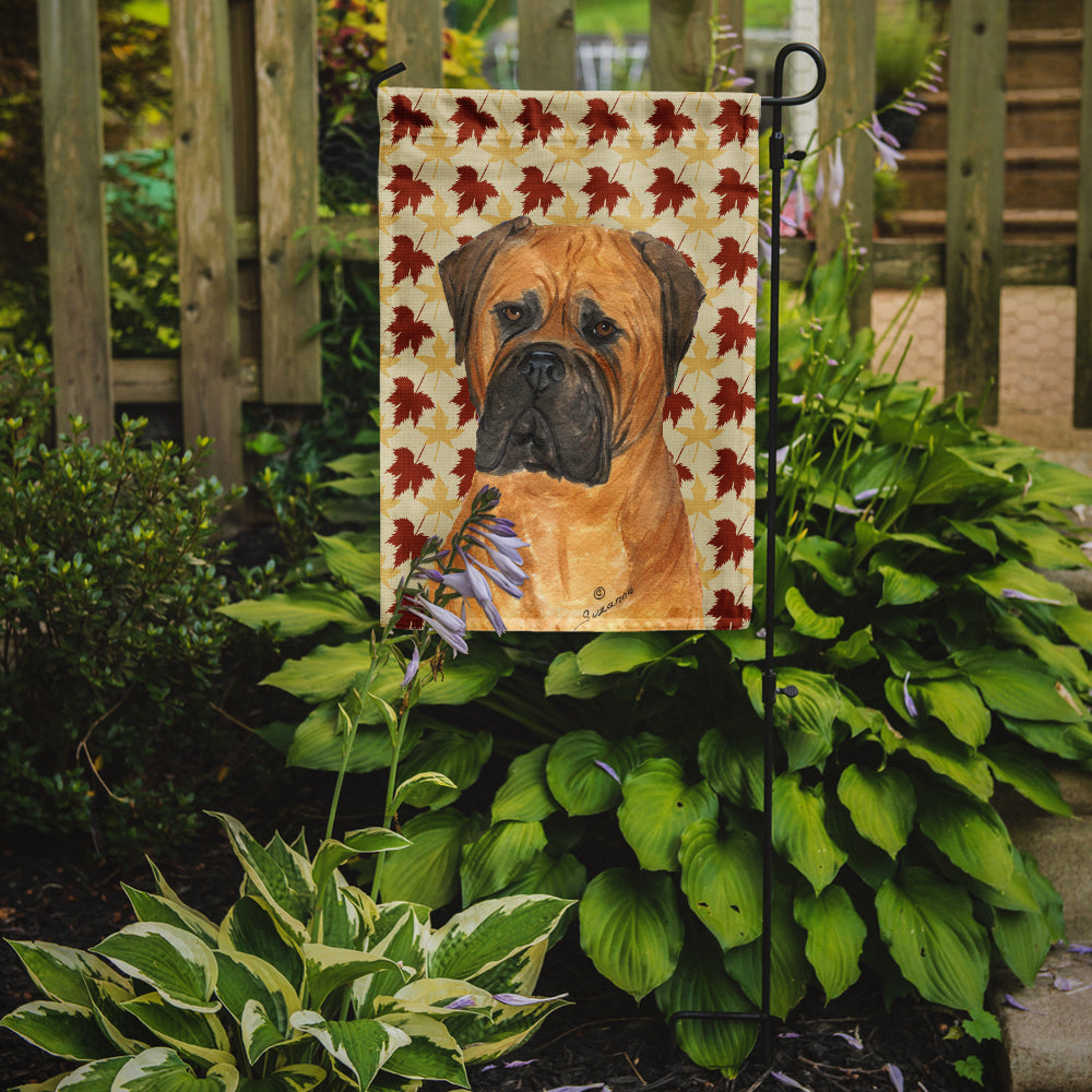 Bullmastiff Fall Leaves Portrait Flag Garden Size.