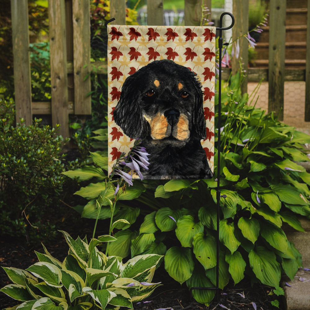 Gordon Setter Fall Leaves Portrait Flag Garden Size.