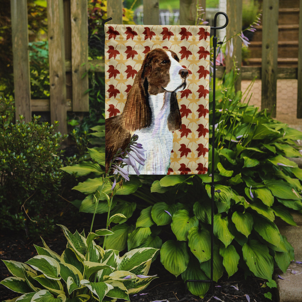 Springer Spaniel Fall Leaves Portrait Flag Garden Size.