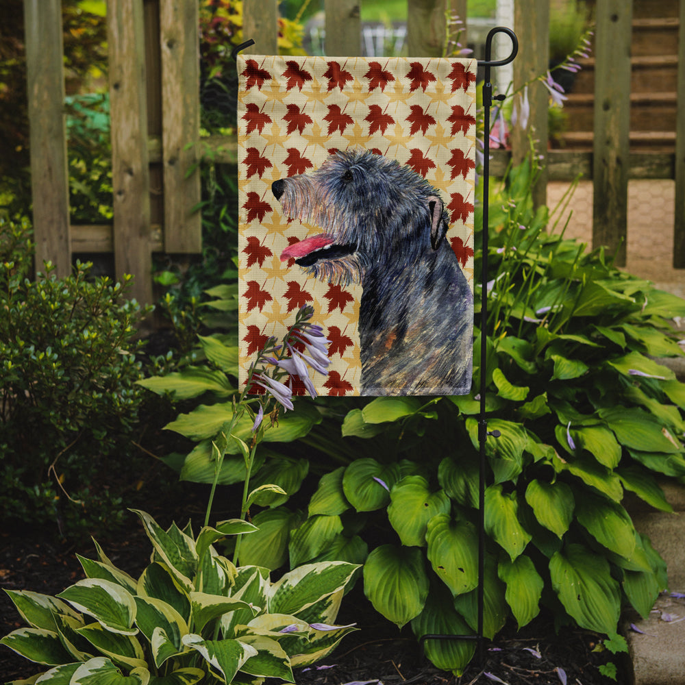 Irish Wolfhound Fall Leaves Portrait Flag Garden Size.