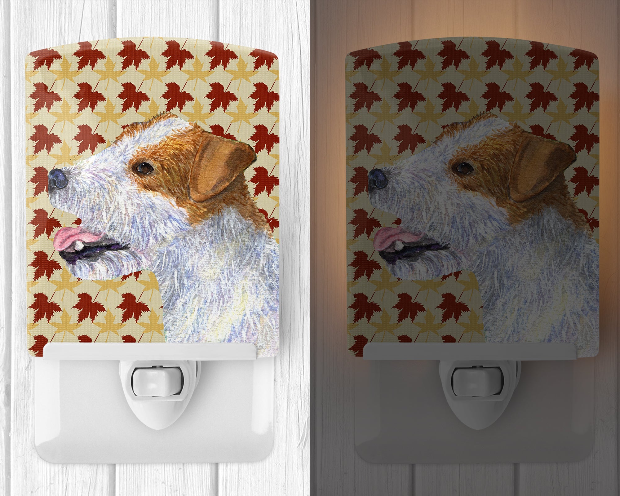 Jack Russell Terrier Fall Leaves Portrait Ceramic Night Light SS4352CNL - the-store.com