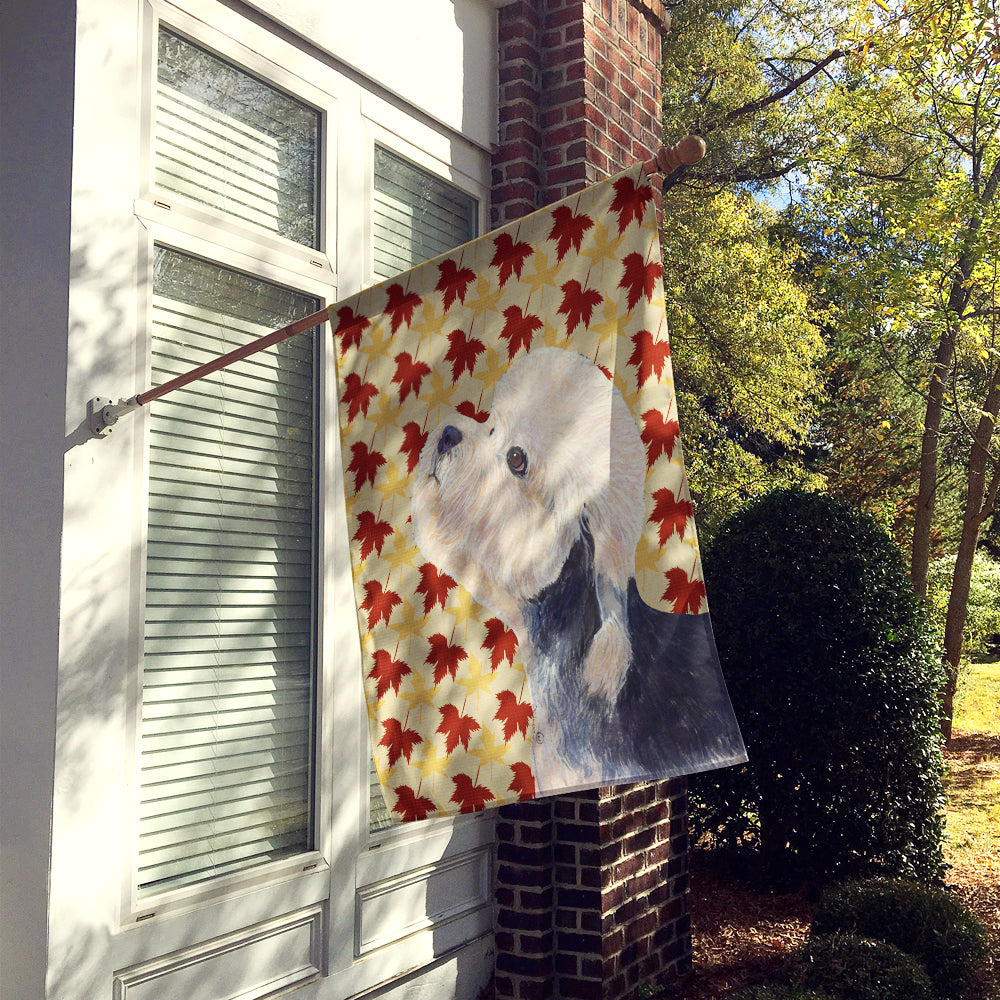 Dandie Dinmont Terrier Fall Leaves Portrait Flag Canvas House Size