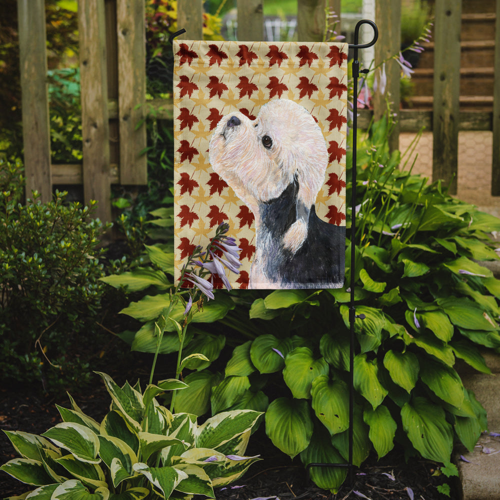 Dandie Dinmont Terrier Fall Leaves Portrait Flag Garden Size.