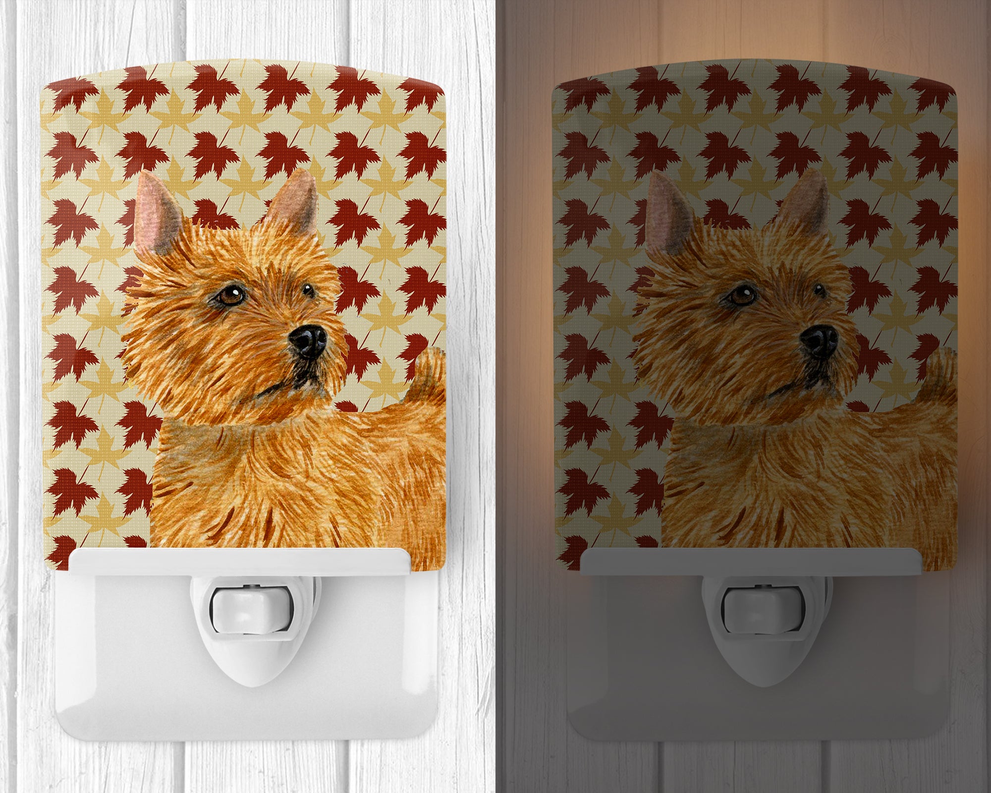 Norwich Terrier Fall Leaves Portrait Ceramic Night Light SS4357CNL - the-store.com