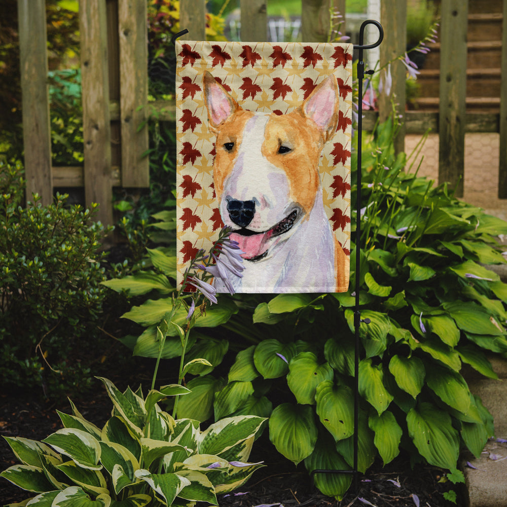 Bull Terrier Fall Leaves Portrait Flag Garden Size.
