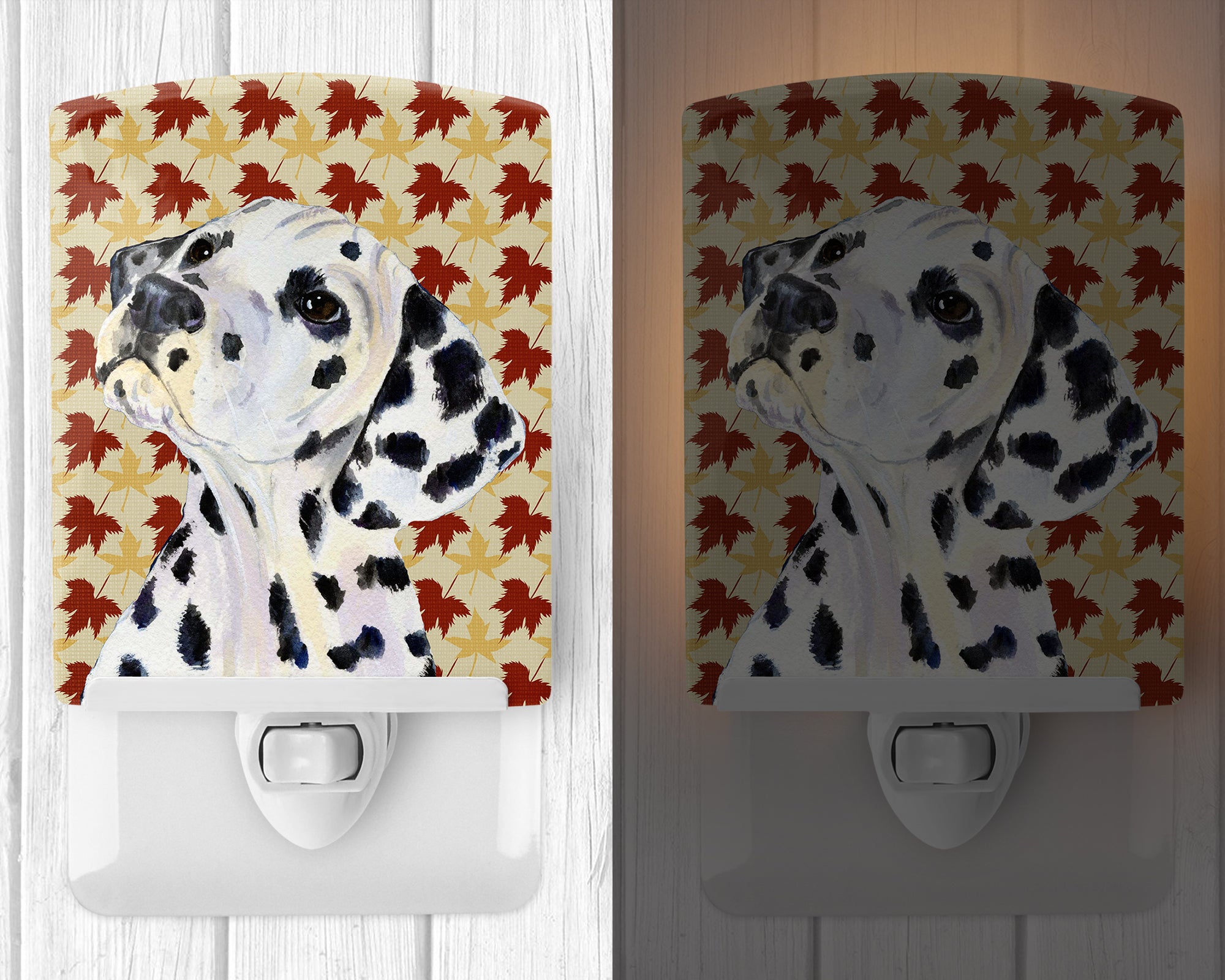 Dalmatian Fall Leaves Portrait Ceramic Night Light SS4364CNL - the-store.com