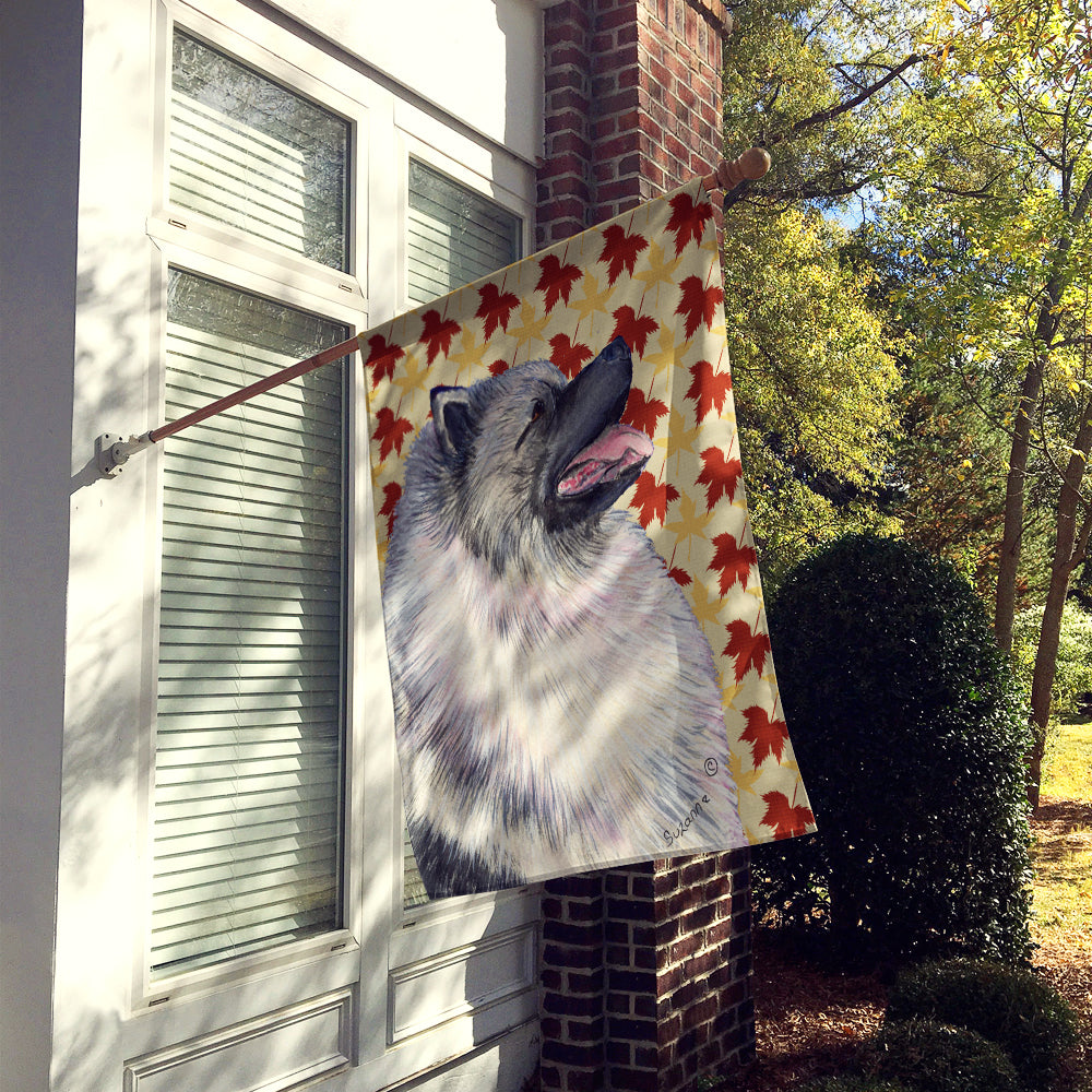 Keeshond Fall Leaves Portrait Flag Canvas House Size
