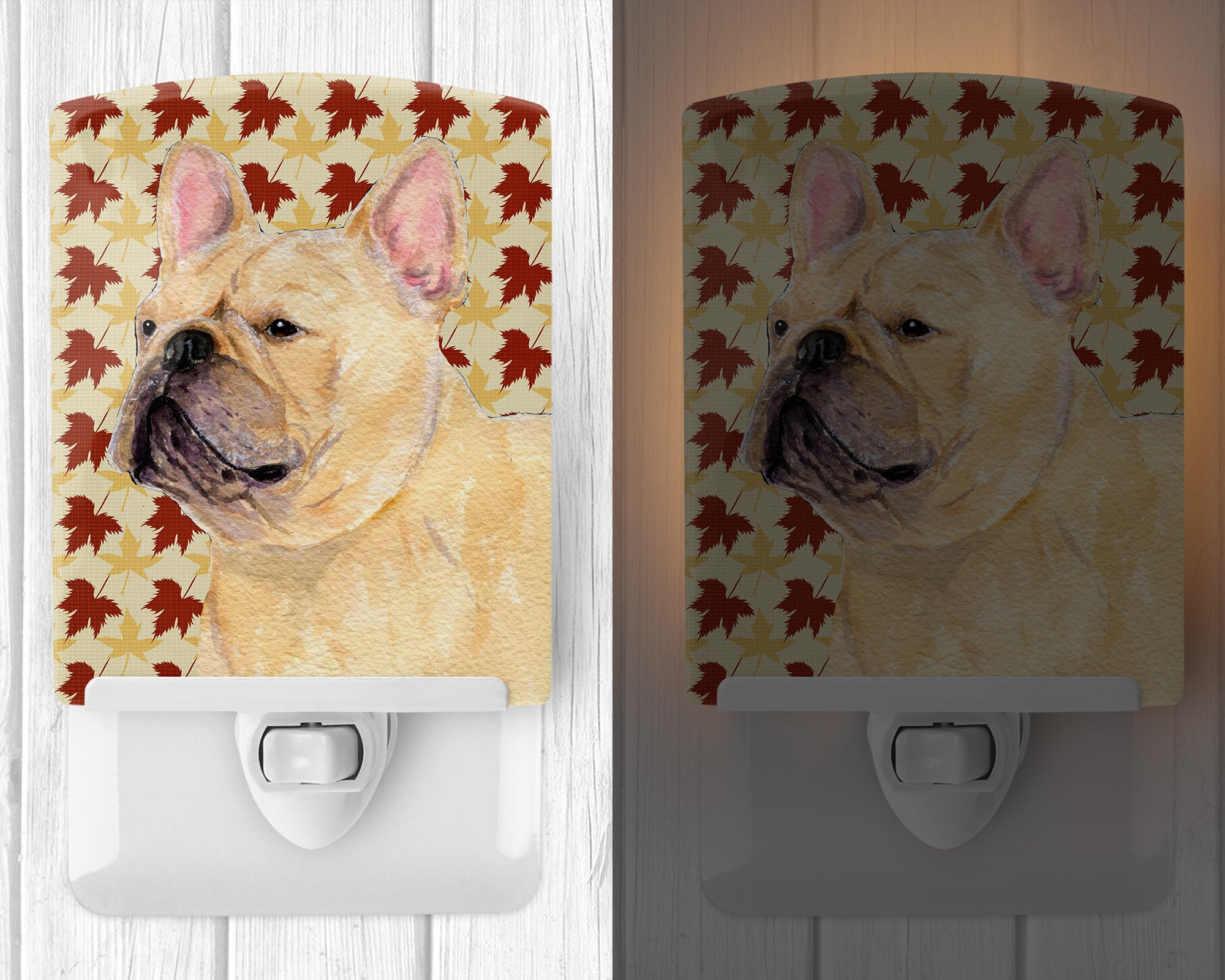 French Bulldog Fall Leaves Portrait Ceramic Night Light SS4371CNL - the-store.com