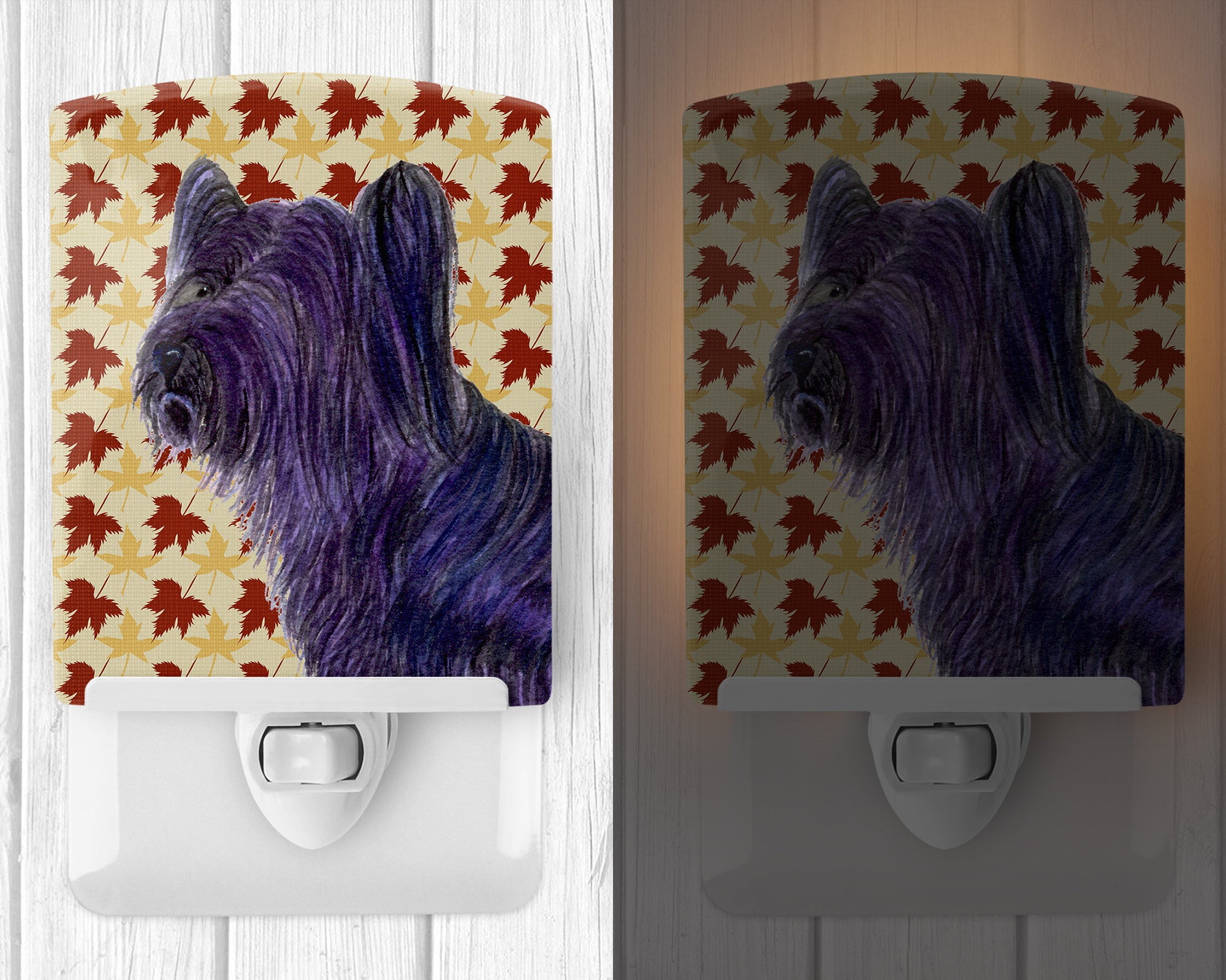 Skye Terrier Fall Leaves Portrait Ceramic Night Light SS4393CNL - the-store.com