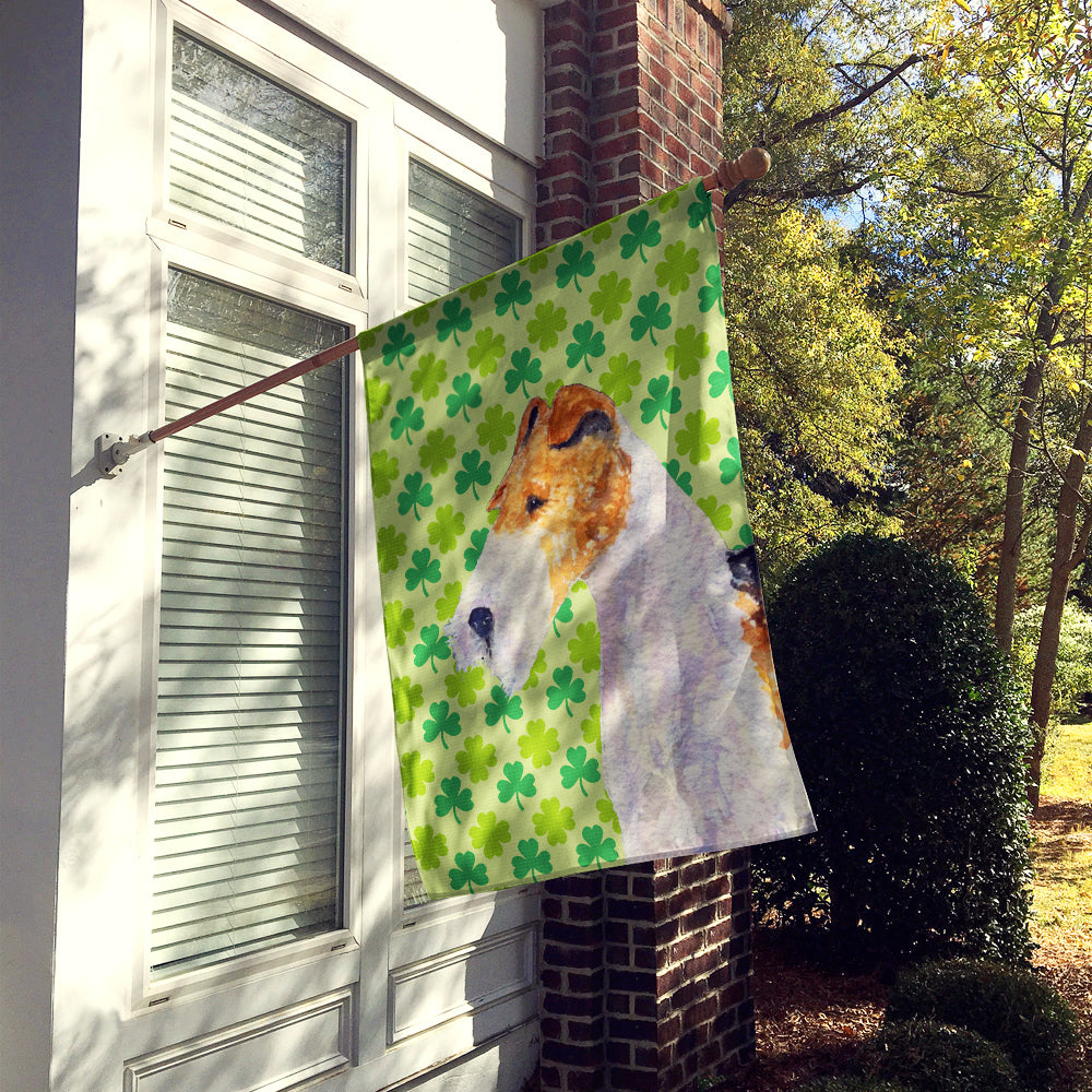 Fox Terrier St. Patrick's Day Shamrock Portrait Flag Canvas House Size