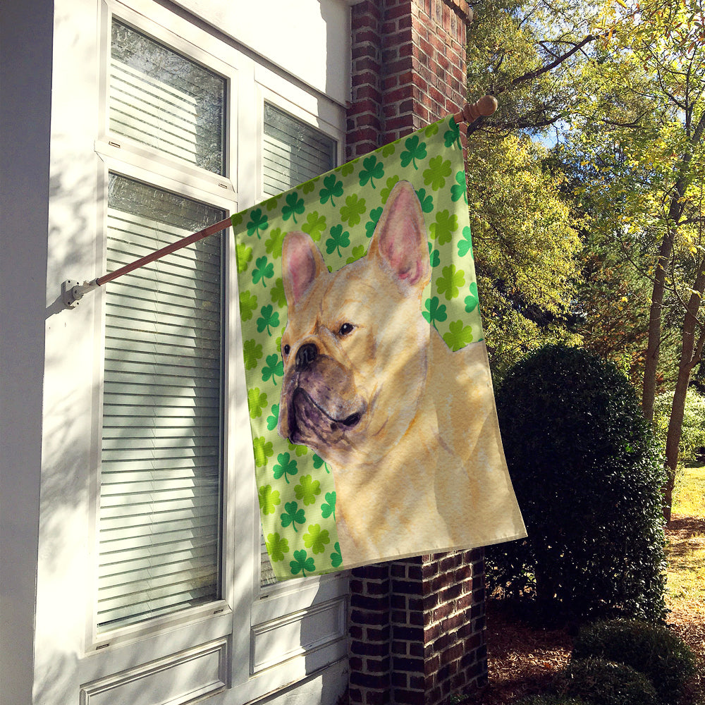 French Bulldog St. Patrick's Day Shamrock Flag Canvas House Size
