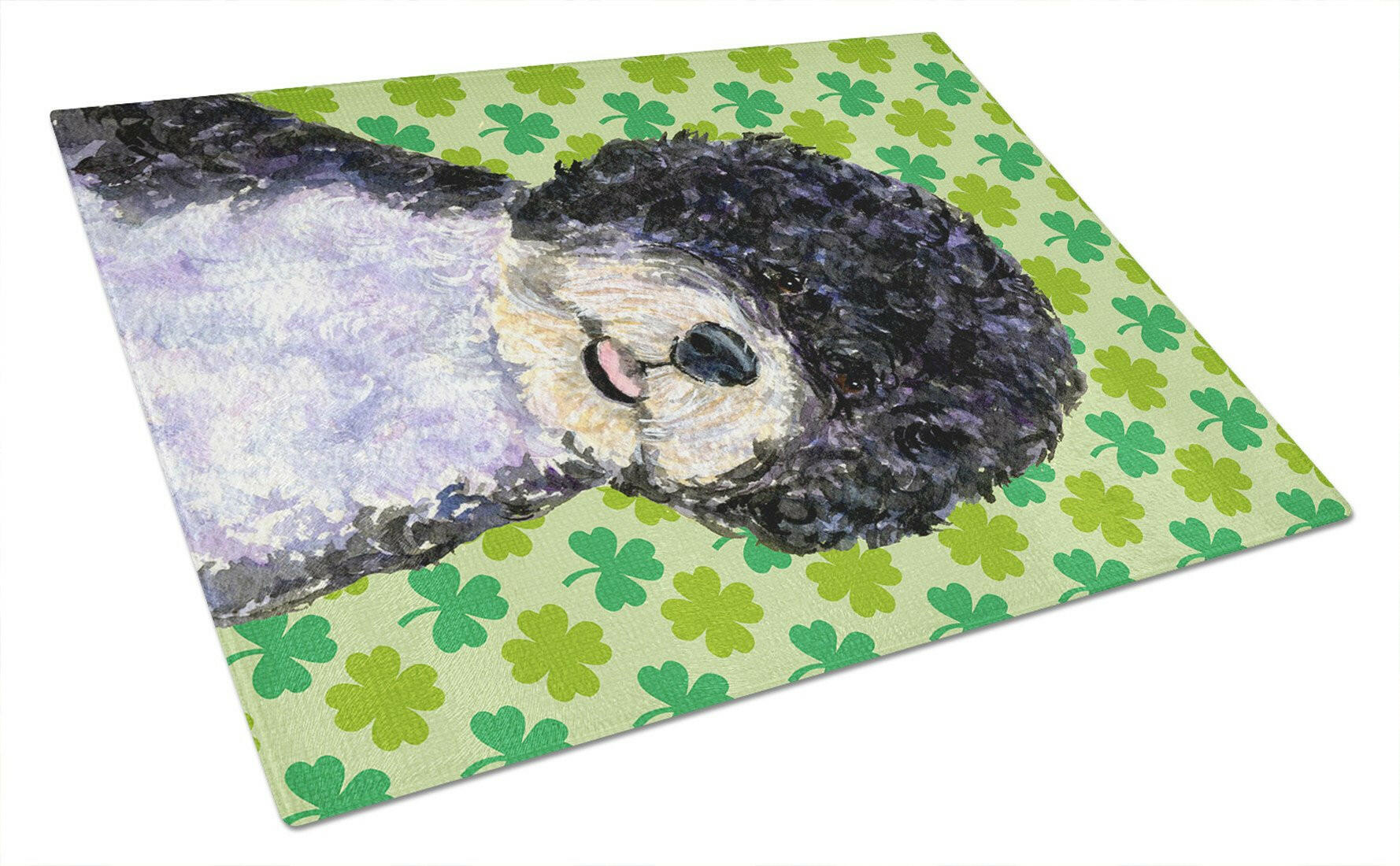 Portuguese Water Dog St. Patrick's Day Shamrock Glass Cutting Board Large by Caroline's Treasures
