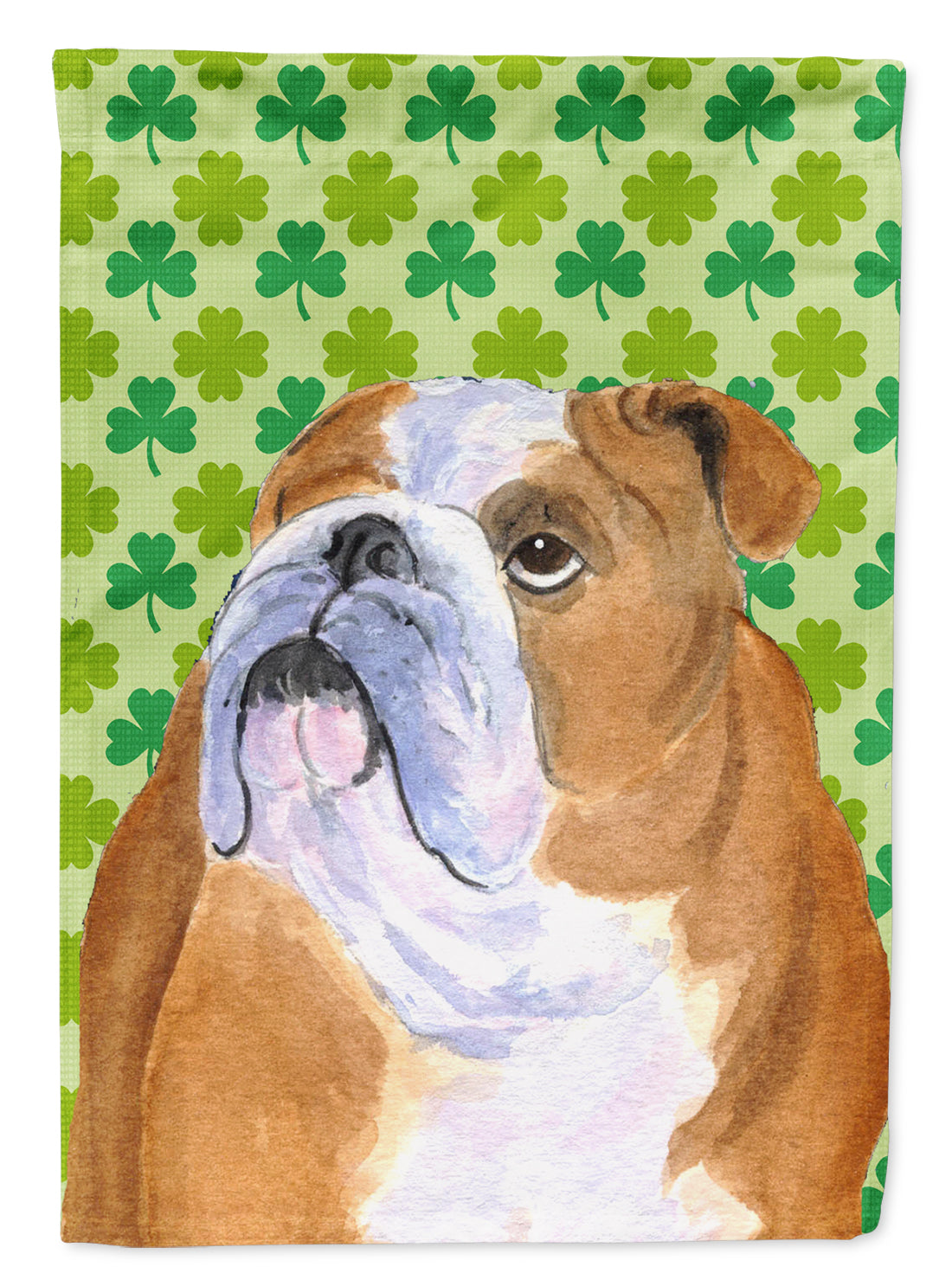 Bulldog English St. Patrick's Day Shamrock Flag Canvas House Size