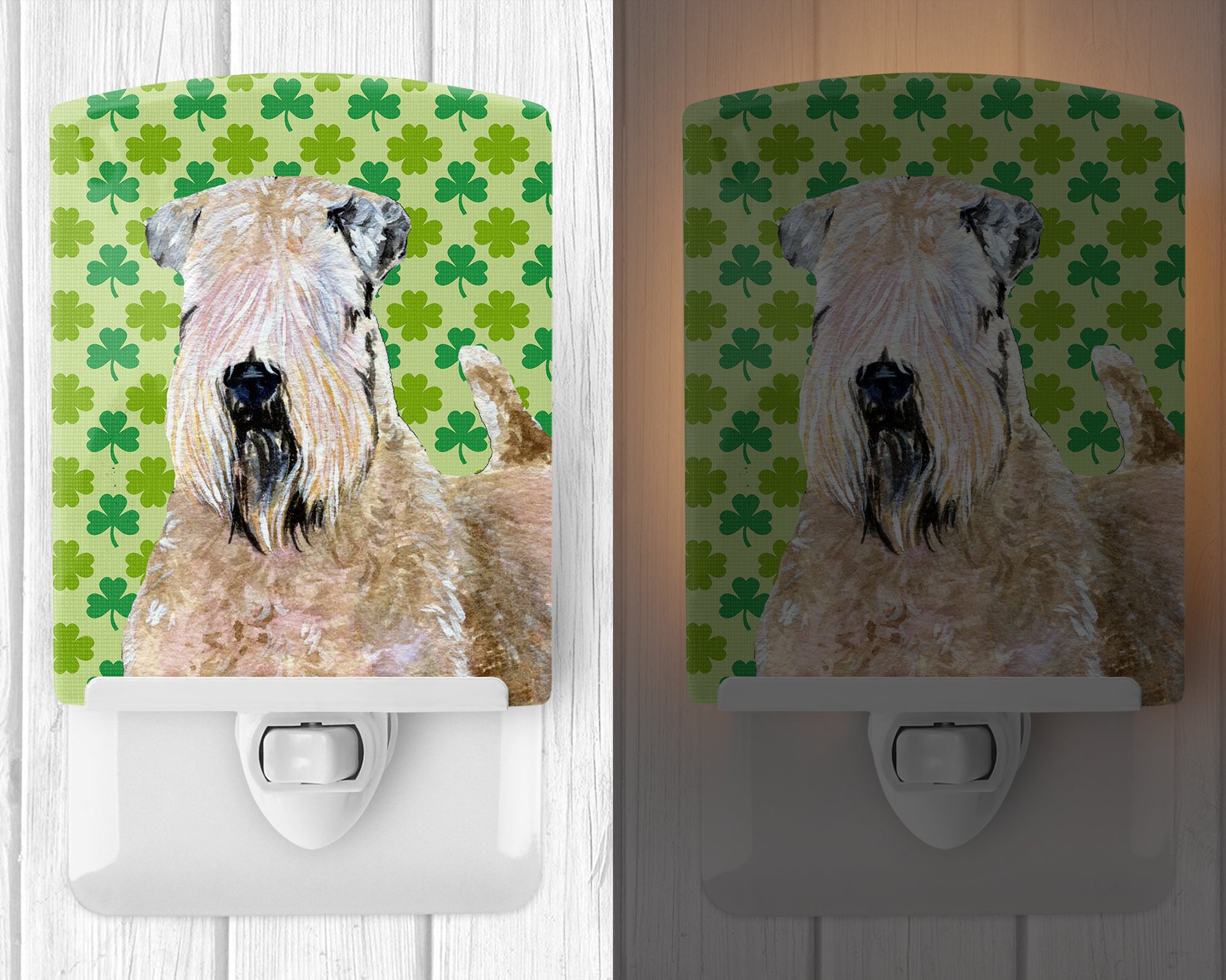 Wheaten Terrier Soft Coated St. Patrick's Day Shamrock Ceramic Night Light SS4424CNL - the-store.com