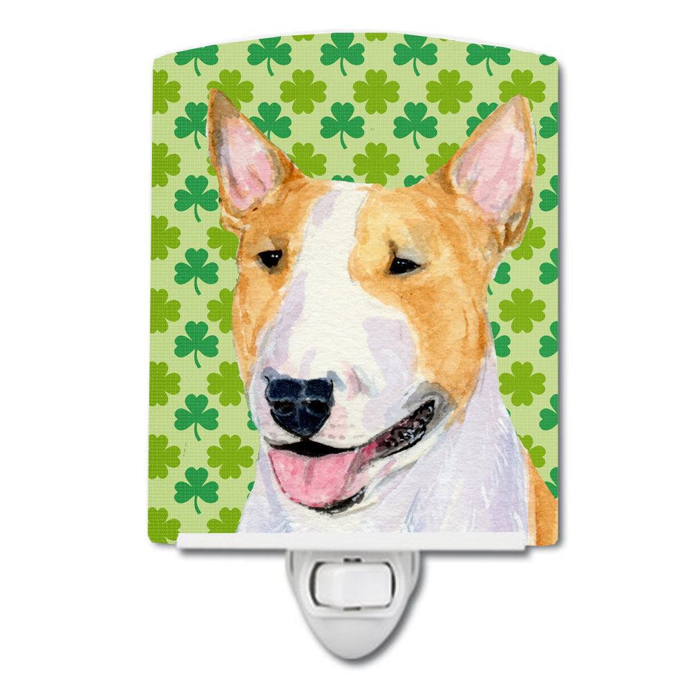 Bull Terrier St. Patrick's Day Shamrock Portrait Ceramic Night Light SS4427CNL - the-store.com
