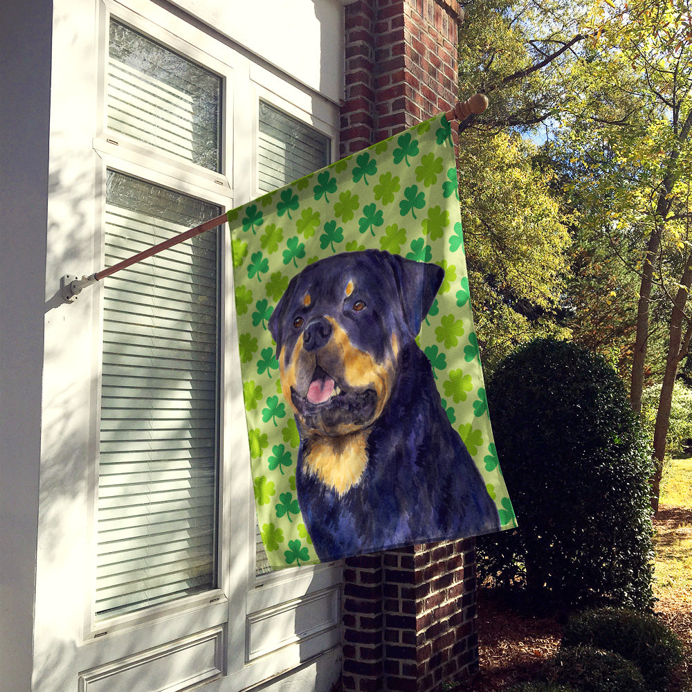 Rottweiler St. Patrick's Day Shamrock Portrait Flag Canvas House Size