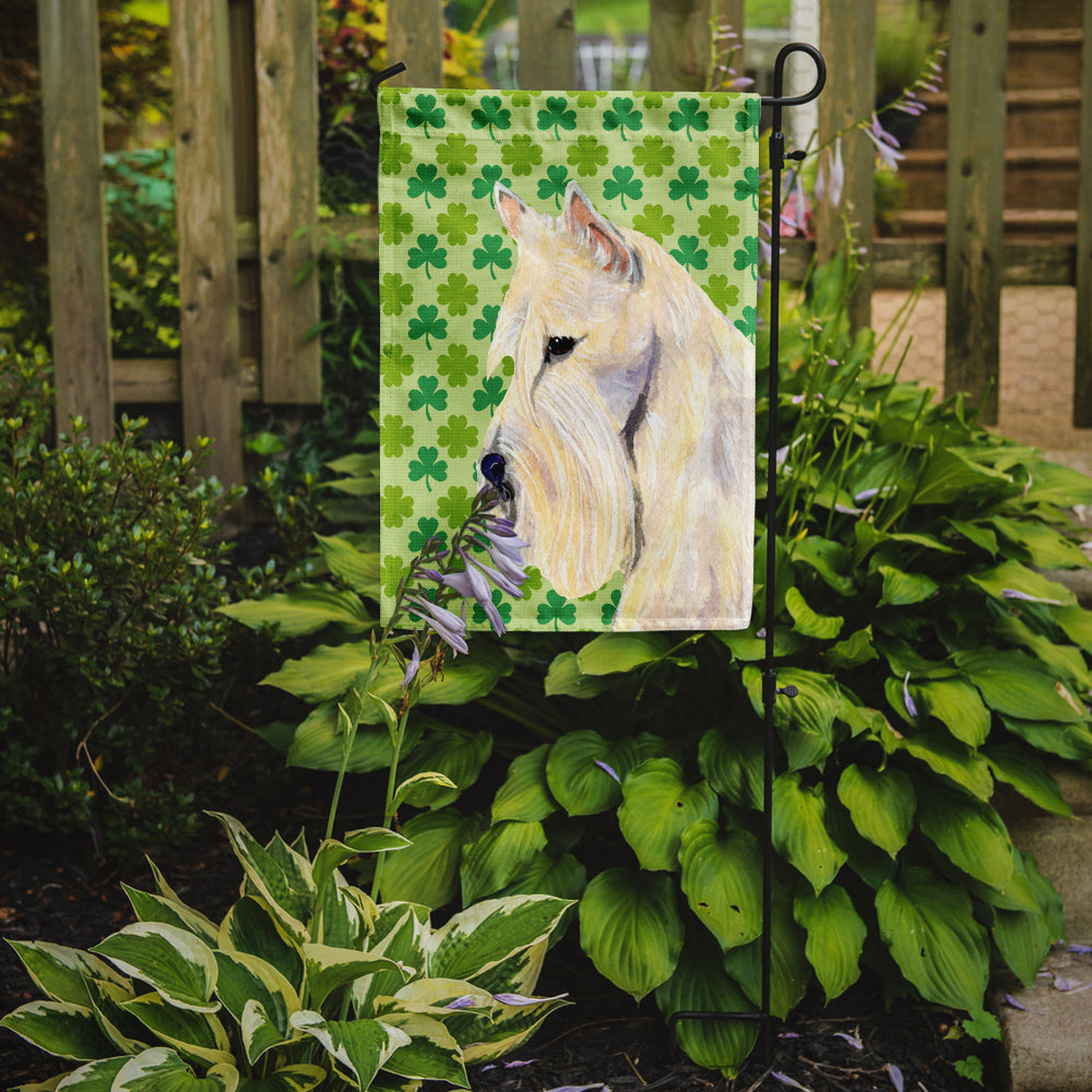 Scottish Terrier St. Patrick's Day Shamrock Portrait Flag Garden Size.