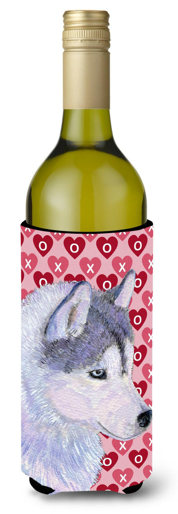 Siberian Husky Hearts Love Valentine's Day Wine Bottle Beverage Insulator Beverage Insulator Hugger by Caroline's Treasures