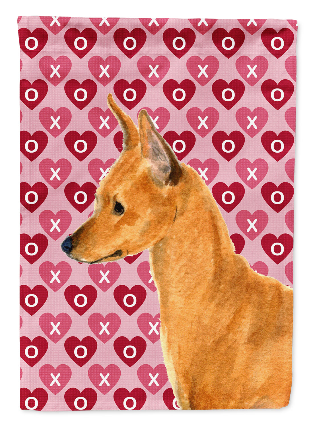 Min Pin Hearts Love and Valentine's Day Portrait Flag Canvas House Size