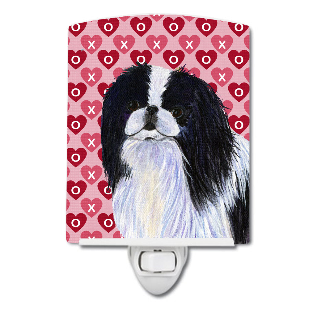 Japanese Chin Hearts Love and Valentine's Day Portrait Ceramic Night Light SS4467CNL - the-store.com