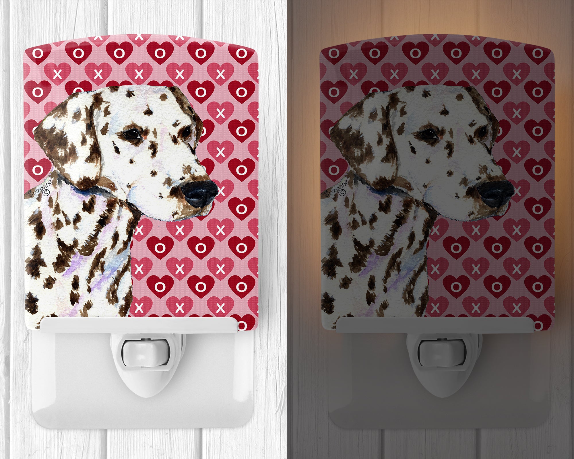 Dalmatian Hearts Love and Valentine's Day Portrait Ceramic Night Light SS4469CNL - the-store.com