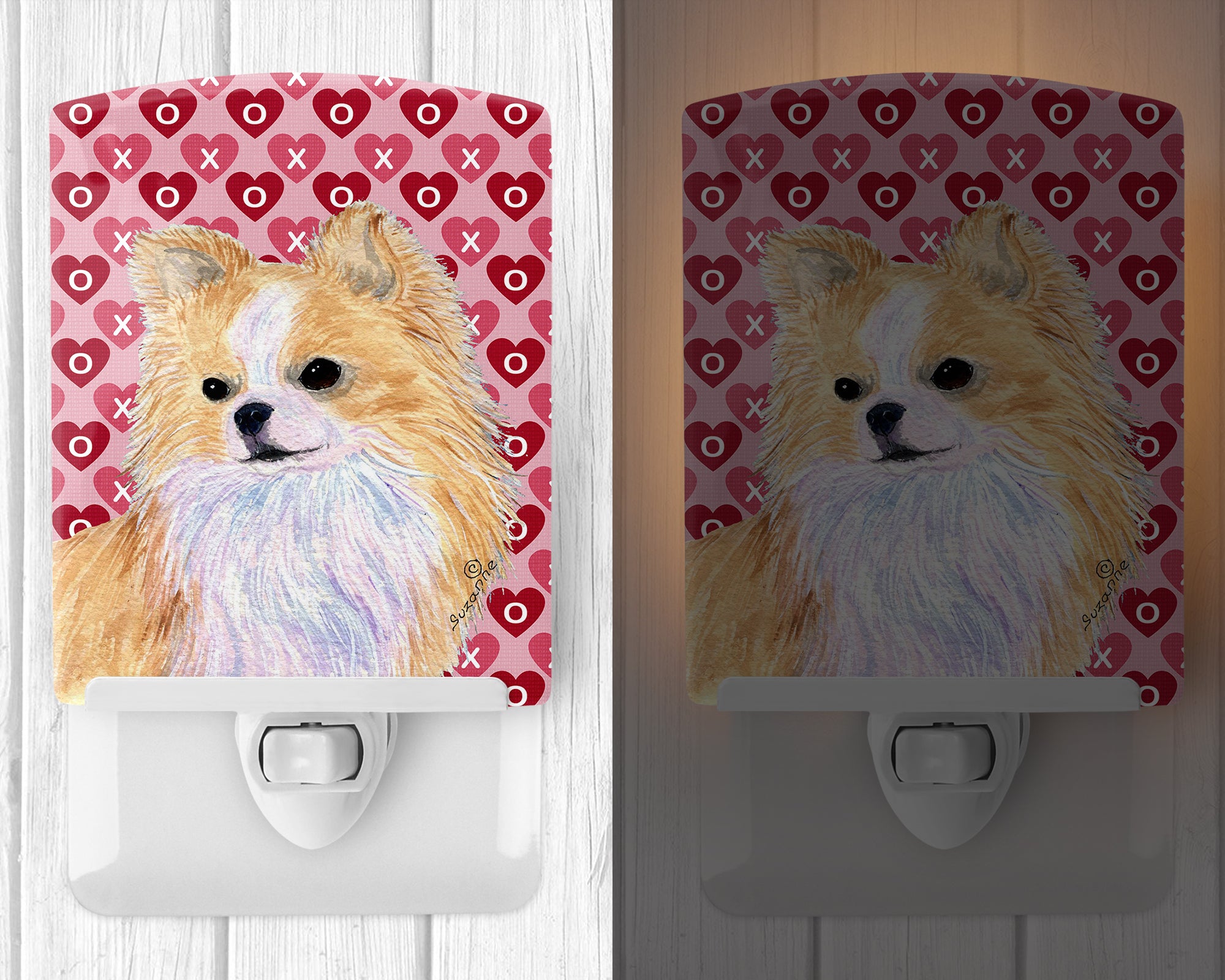 Chihuahua Hearts Love and Valentine's Day Portrait Ceramic Night Light SS4473CNL - the-store.com