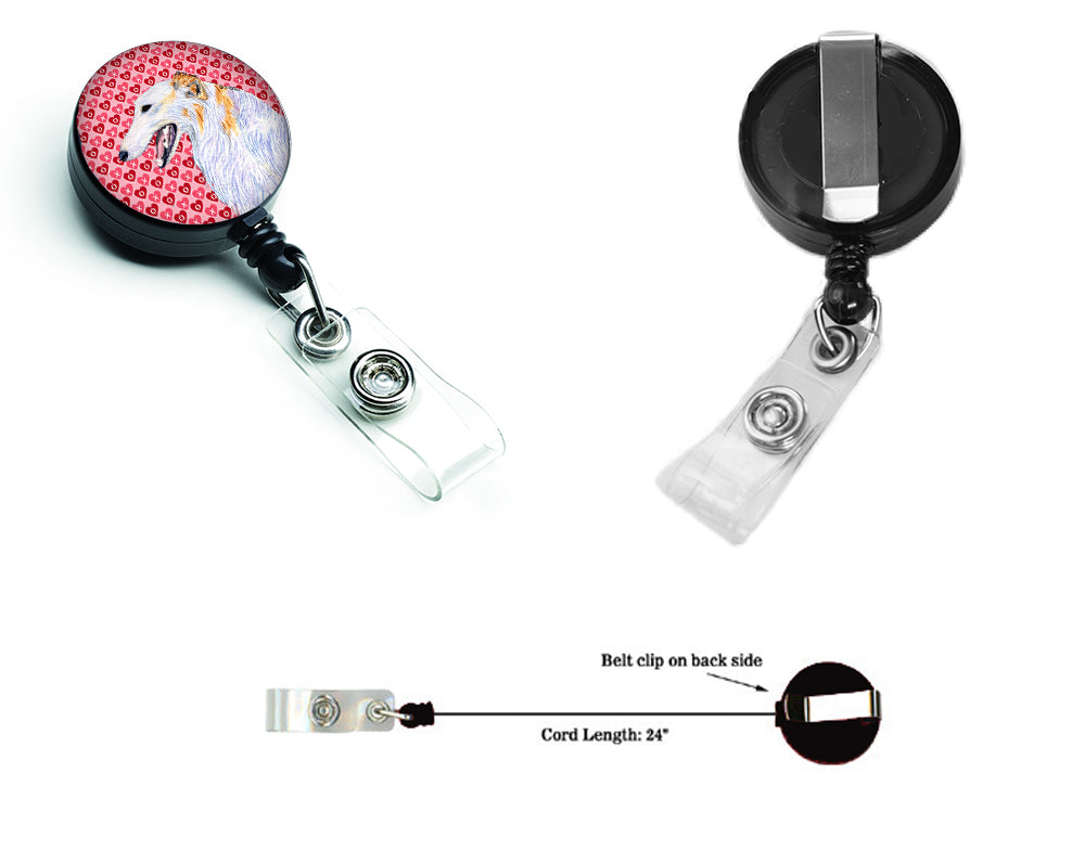 Borzoi Love  Retractable Badge Reel or ID Holder with Clip.