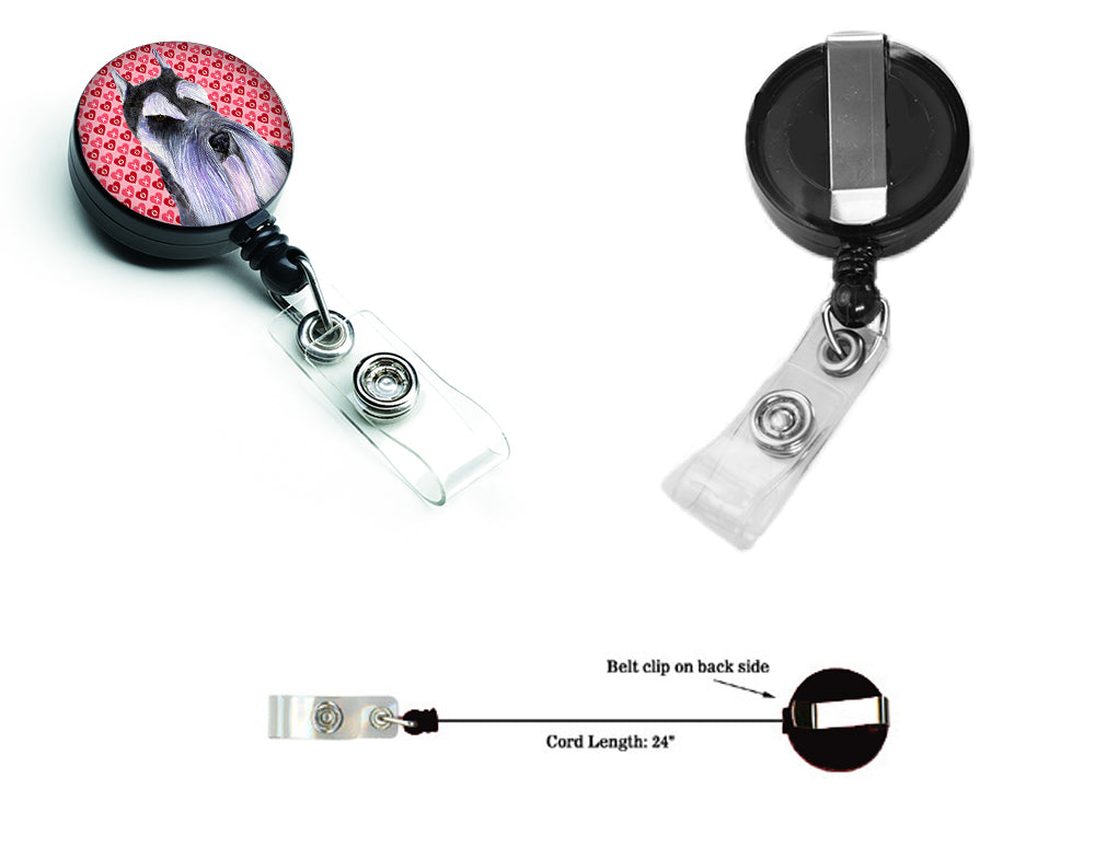 Schnauzer Love  Retractable Badge Reel or ID Holder with Clip.