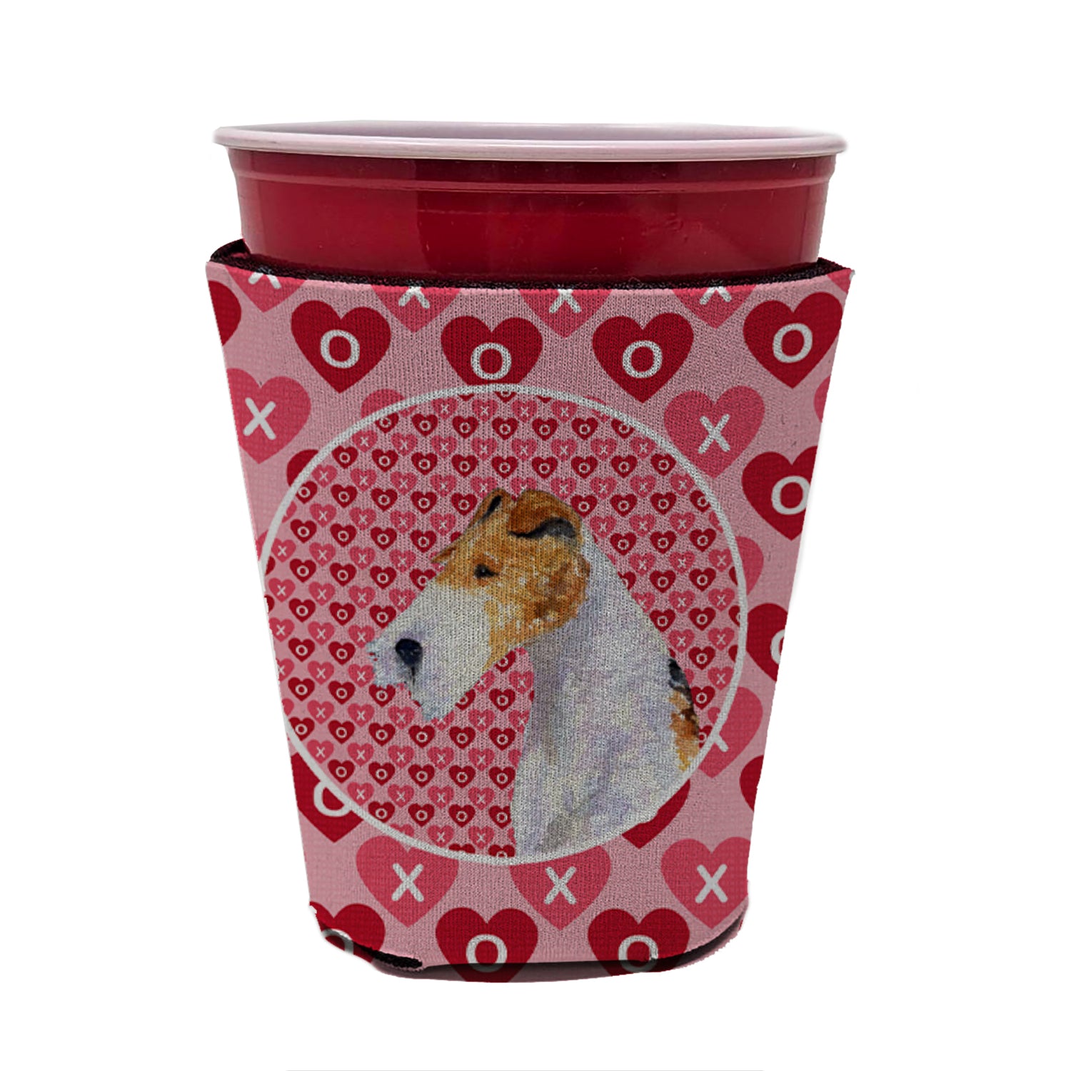Fox Terrier  Red Cup Beverage Insulator Hugger