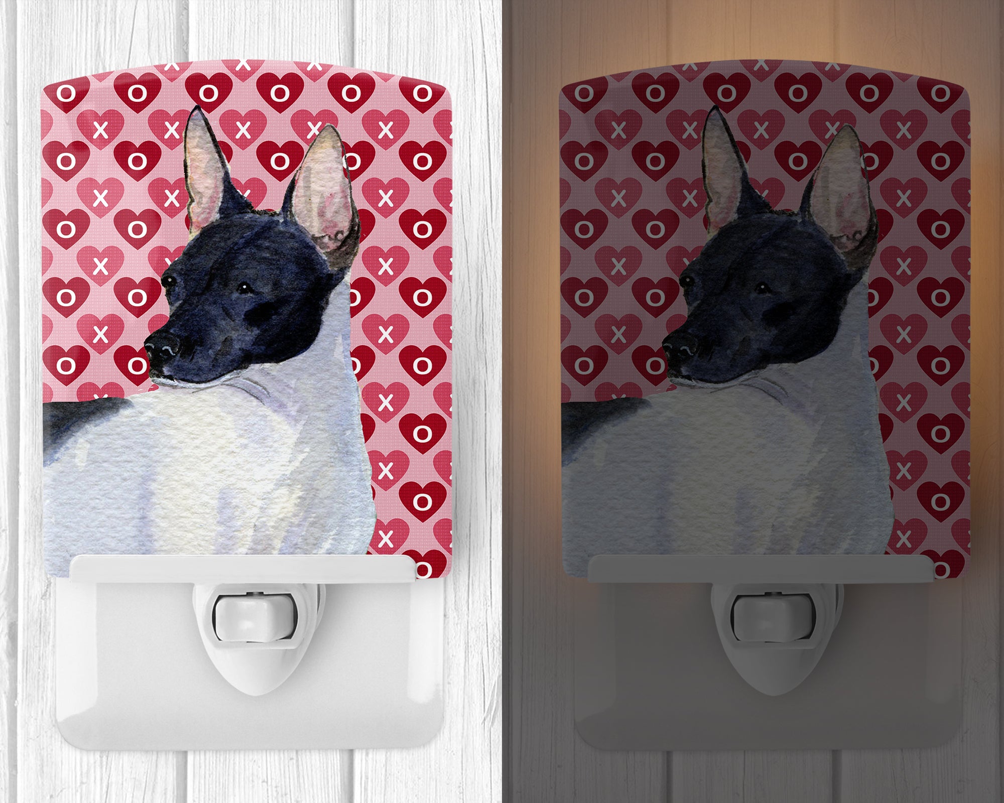 Rat Terrier Hearts Love and Valentine's Day Portrait Ceramic Night Light SS4480CNL - the-store.com