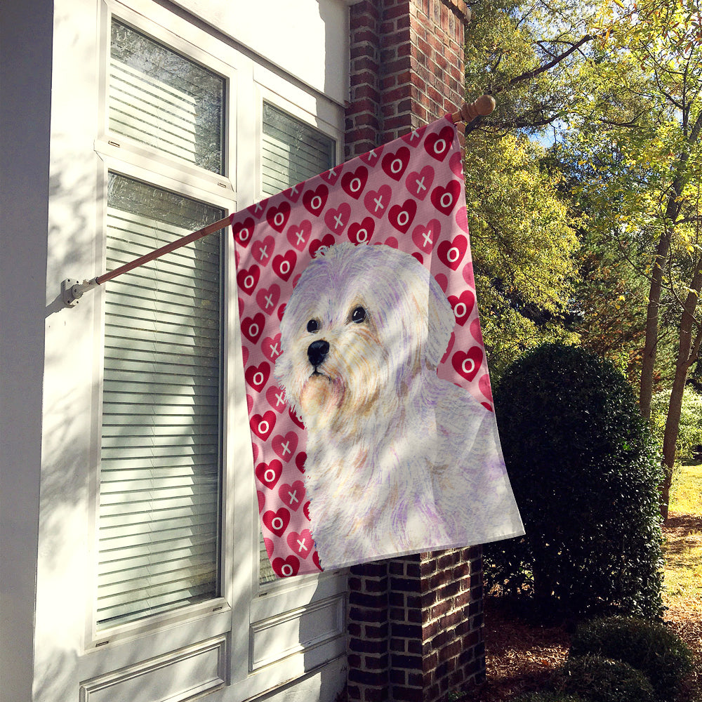 Maltese Hearts Love and Valentine's Day Portrait Flag Canvas House Size