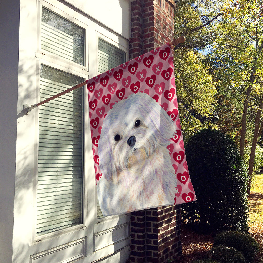 Maltese Hearts Love and Valentine's Day Portrait Flag Canvas House Size