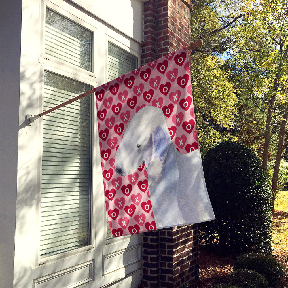Bedlington Terrier Hearts Love and Valentine's Day  Flag Canvas House Size