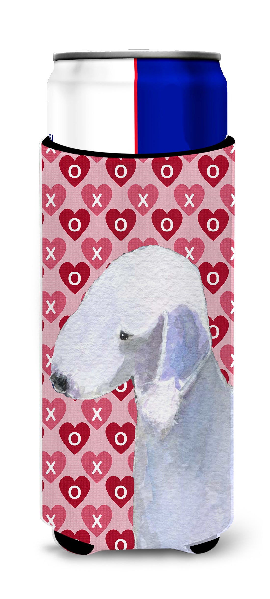 Bedlington Terrier Hearts Love and Valentine's Day Portrait Ultra Beverage Insulators for slim cans SS4483MUK.