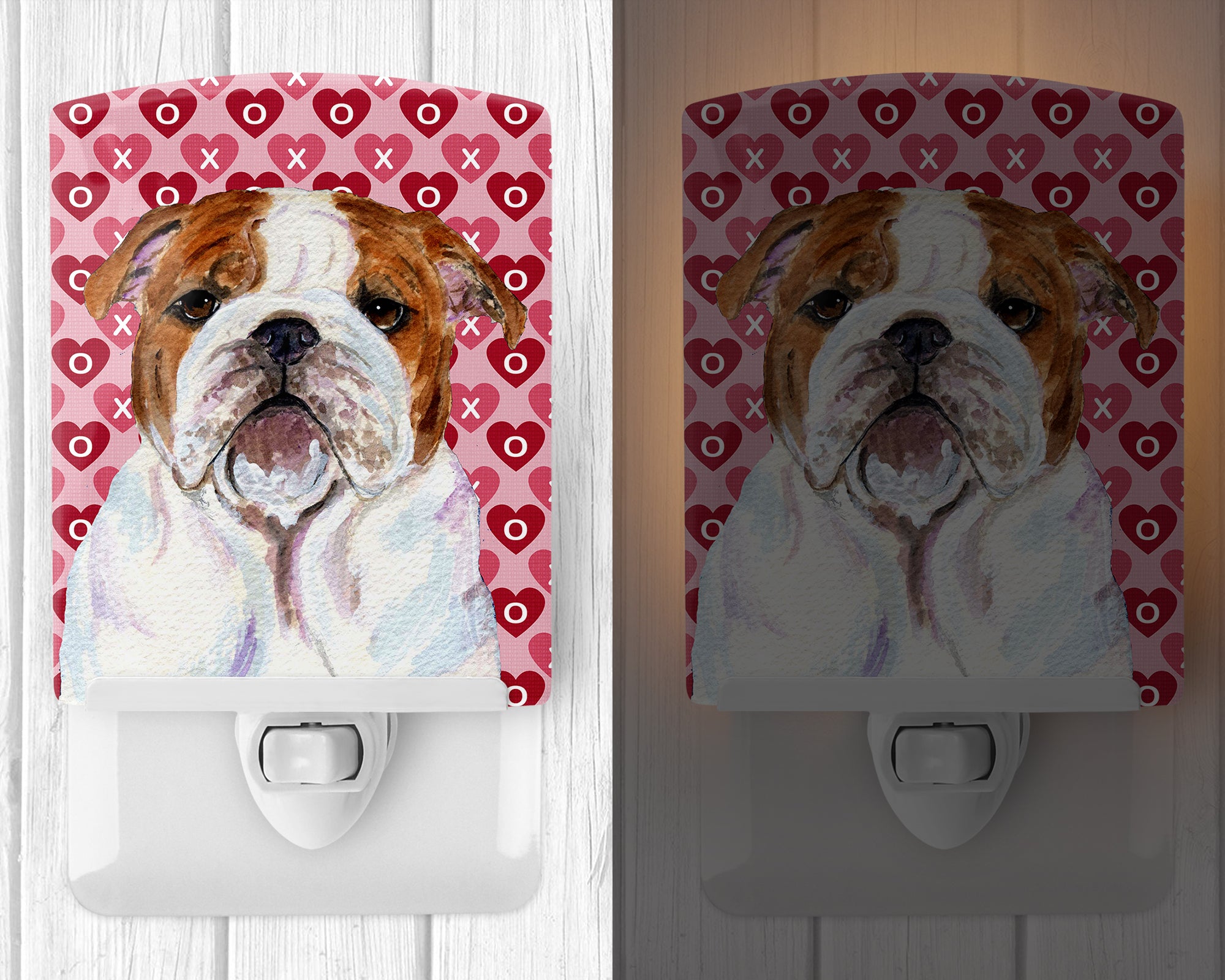 Bulldog English Hearts Love Valentine's Day Ceramic Night Light SS4484CNL - the-store.com